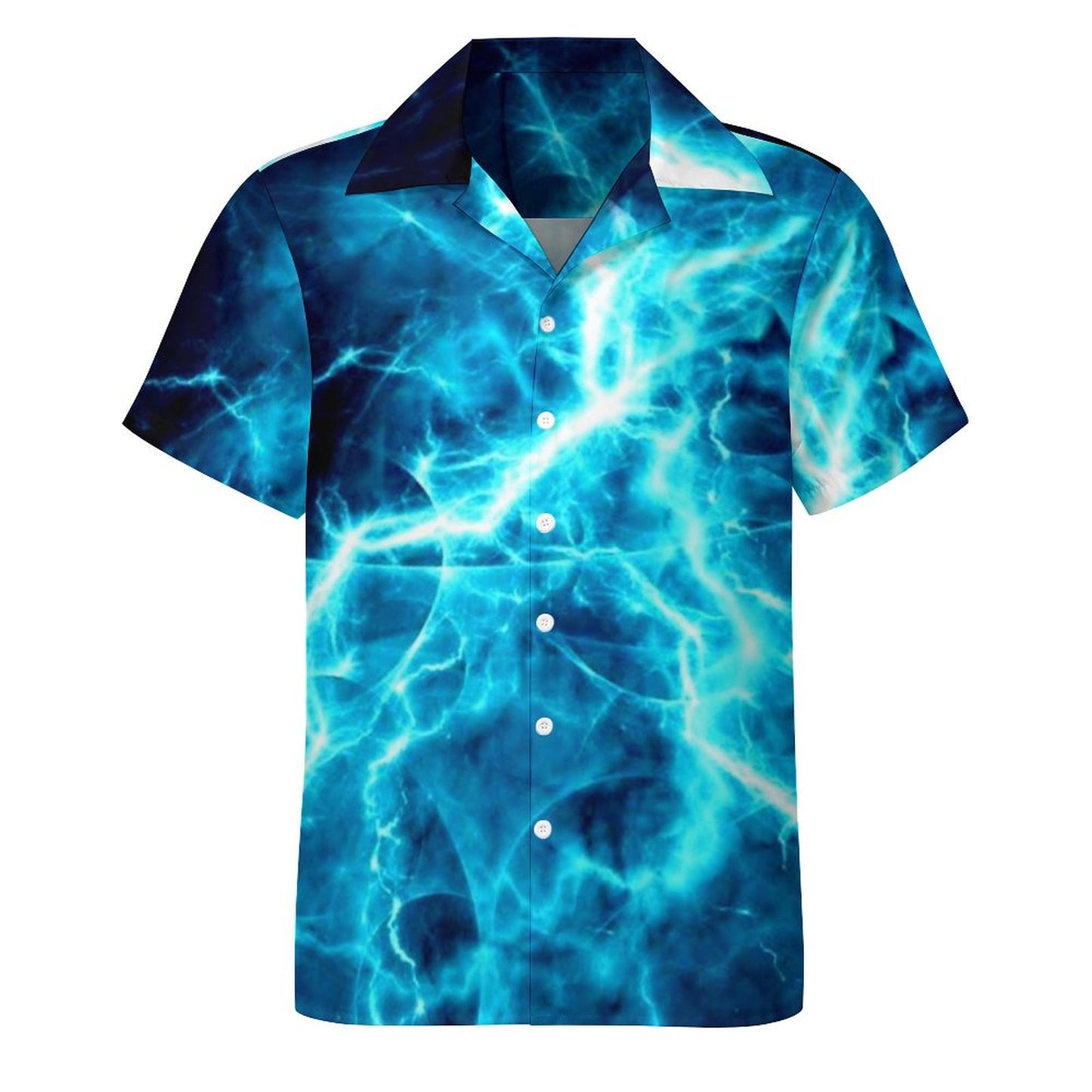 Lightning on Men's Short Sleeve Hawaiian Print Shirt with Cuban Collar