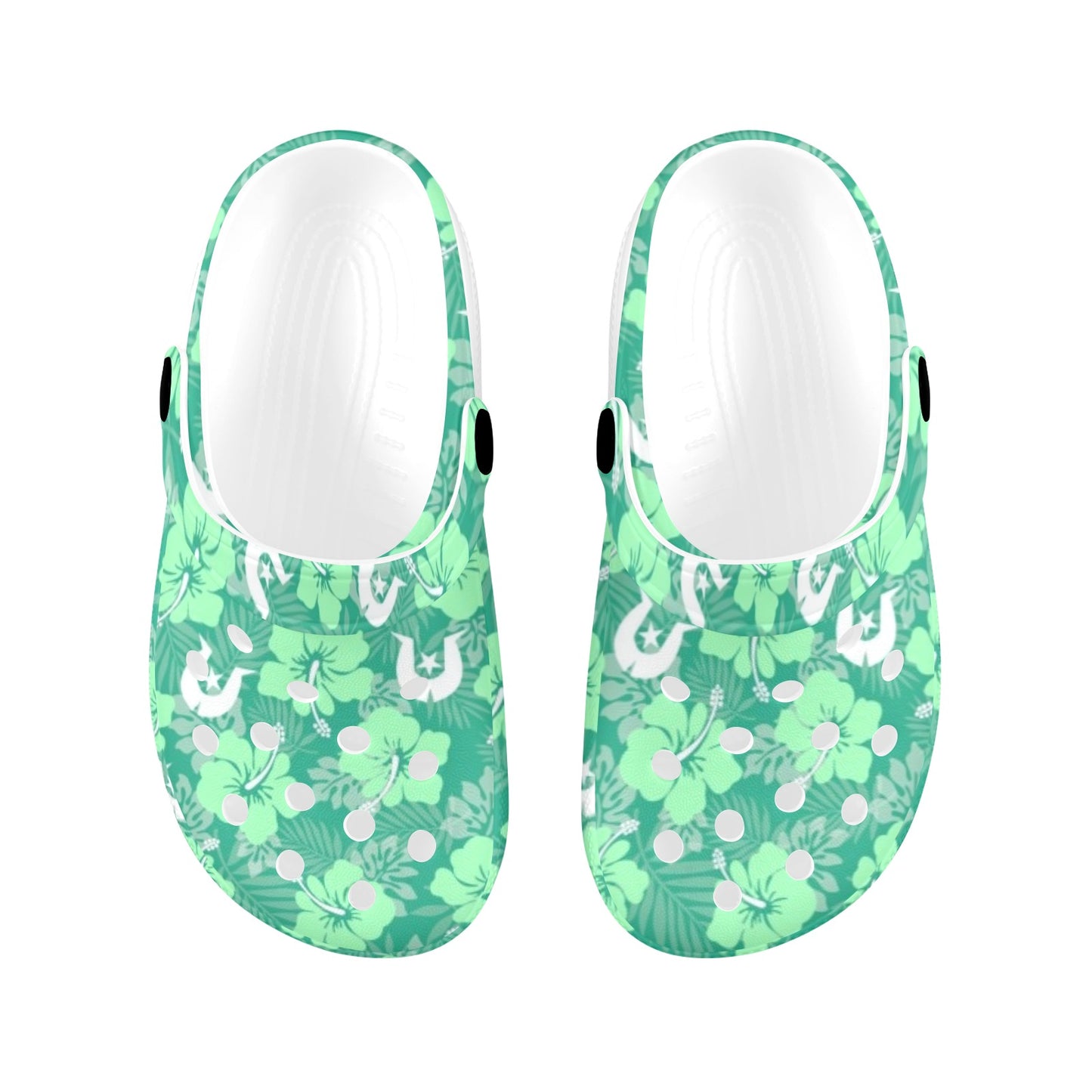 Hibiscus flowers with Dhari (Royal mint) on Kids Clogs