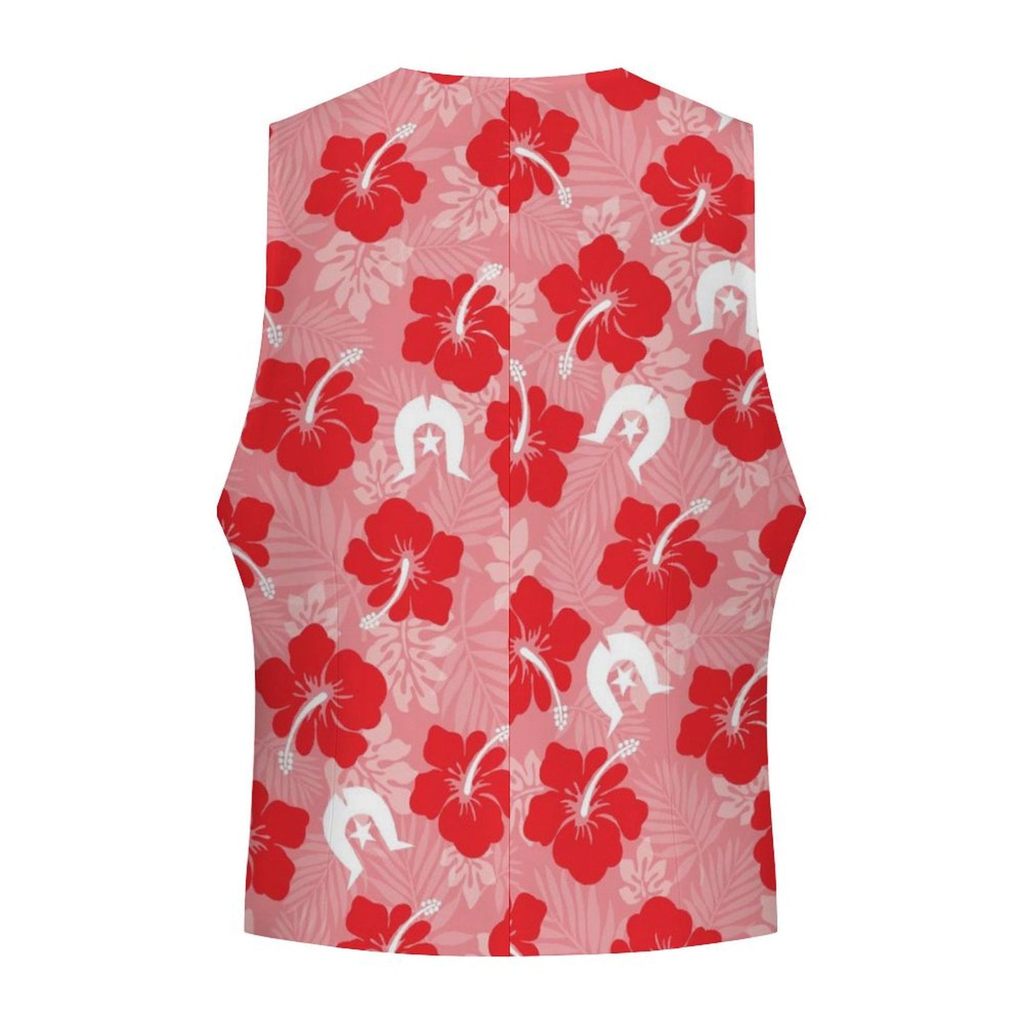 Hibiscus flowers with Dhari (Royal Pink) on Men's Sleeveless Suit Vest