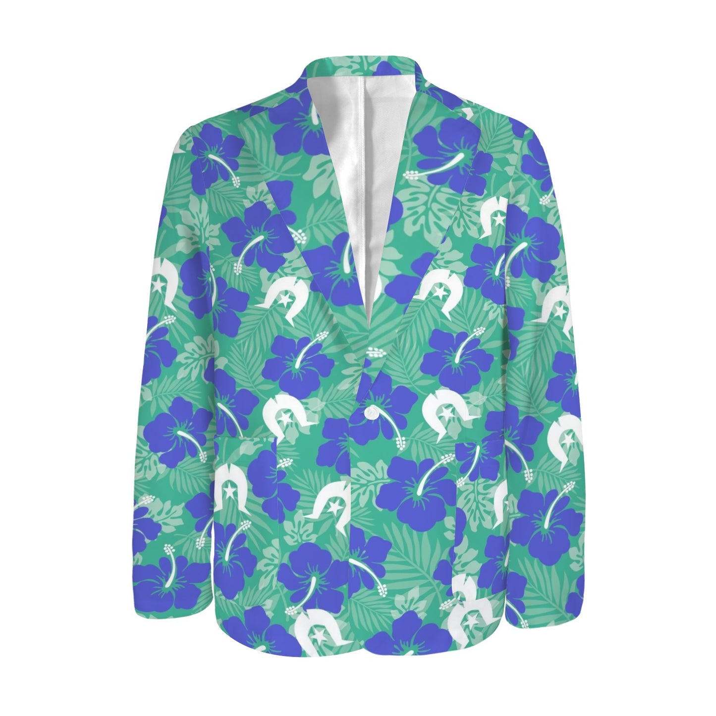 Royal Blue Hibiscus flowers with Dhari on Men's Blazer