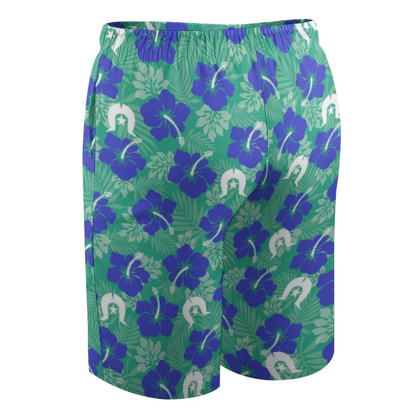 Royal Blue Hibiscus flowers with Dhari on Kid's Beach Pants