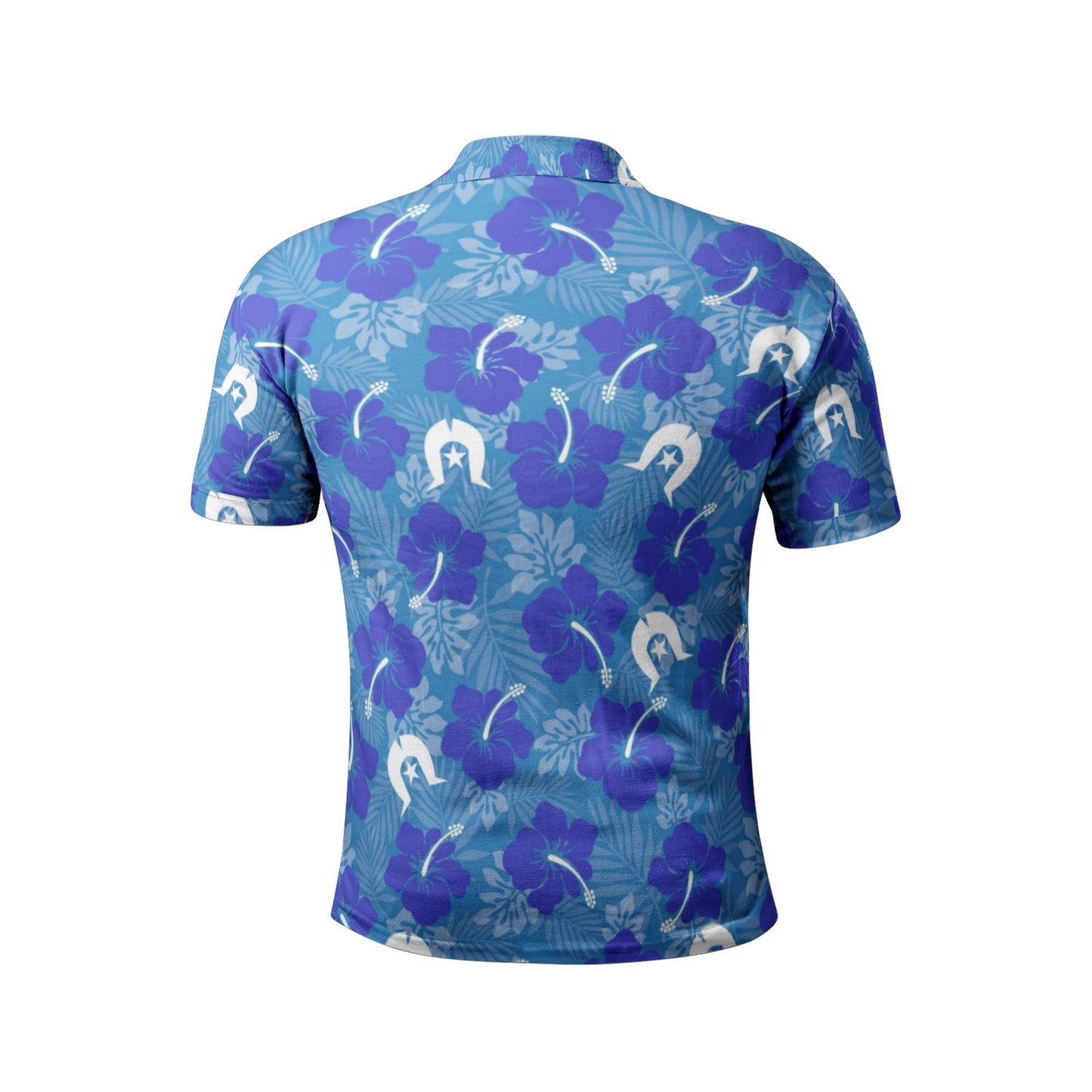 Hibiscus flowers with Dhari (Royal blue) on Men's Polo Shirt