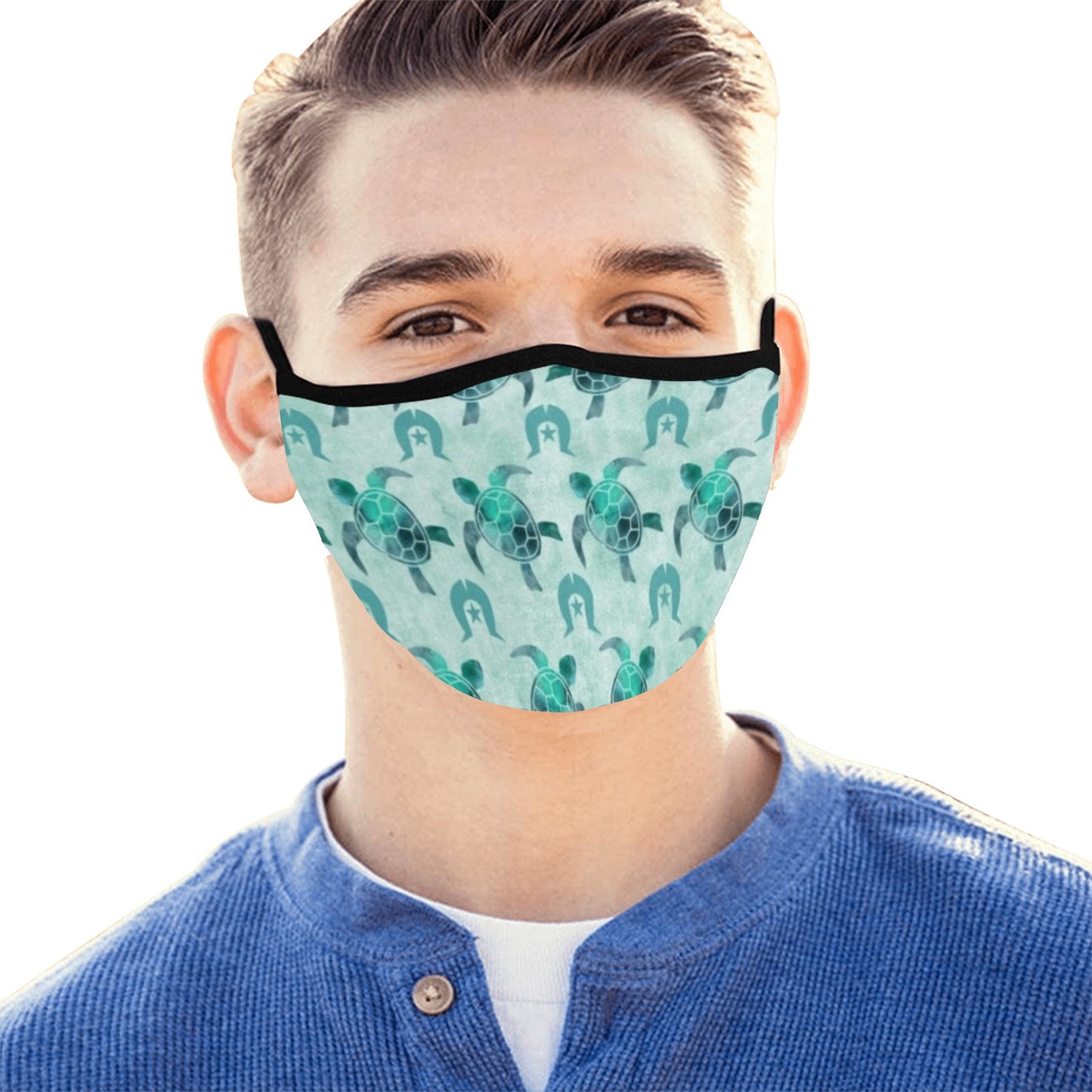 Aqua Turtle Pattern on Fabric facemask (30 PCS Filters Included)