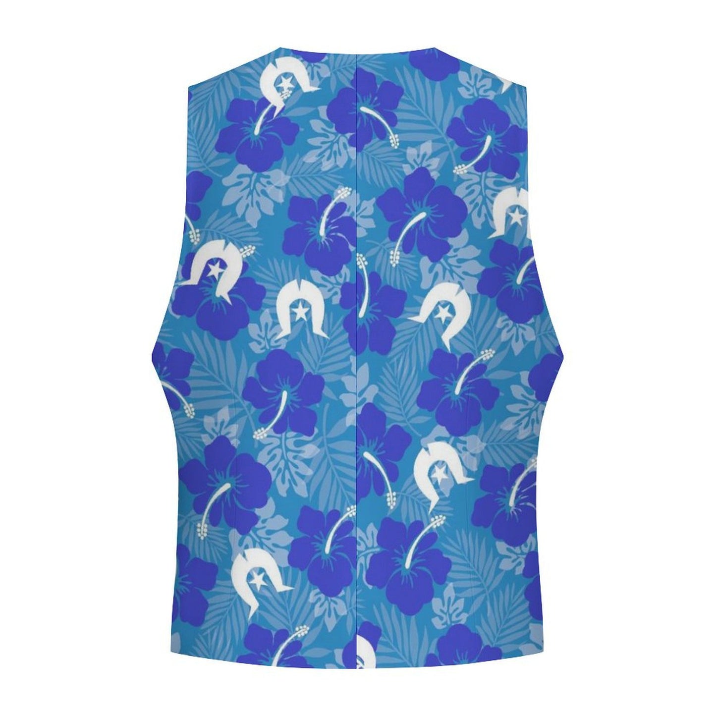 Hibiscus flowers with Dhari (Royal blue) on Men's Sleeveless Suit Vest