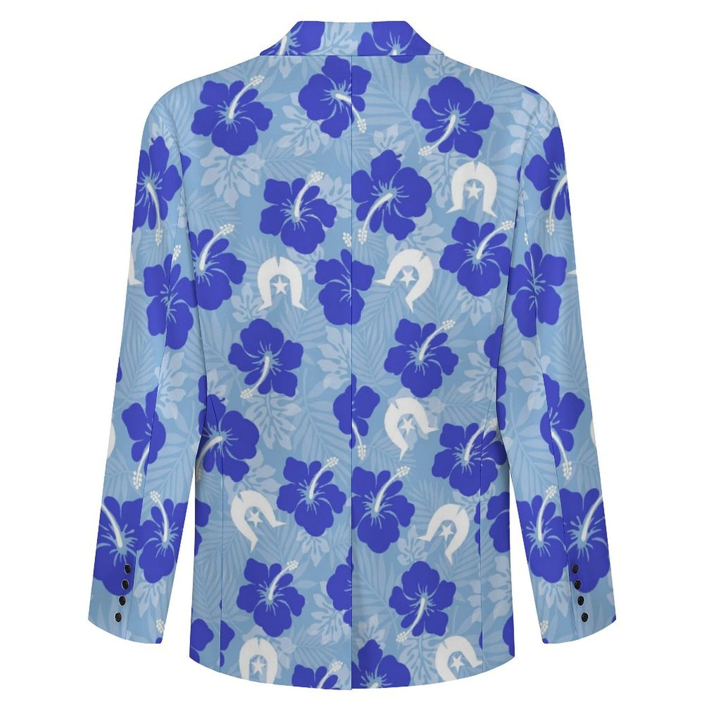 Hibiscus flowers with White Dhari (Sky blue) on Men's Blazer