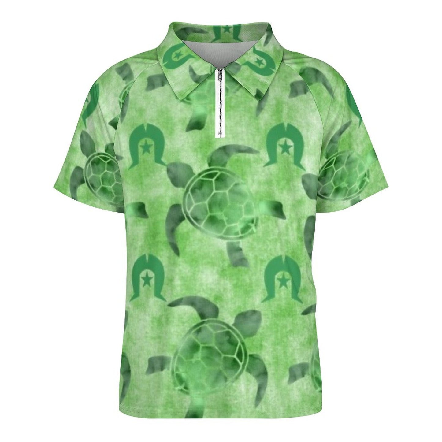 Green Turtle Pattern on Short Sleeved Sportswear Men's T Shirt