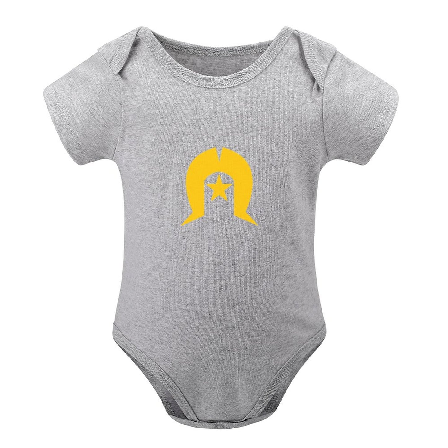 Gold coloured Dhari on Short Sleeve Baby Romper