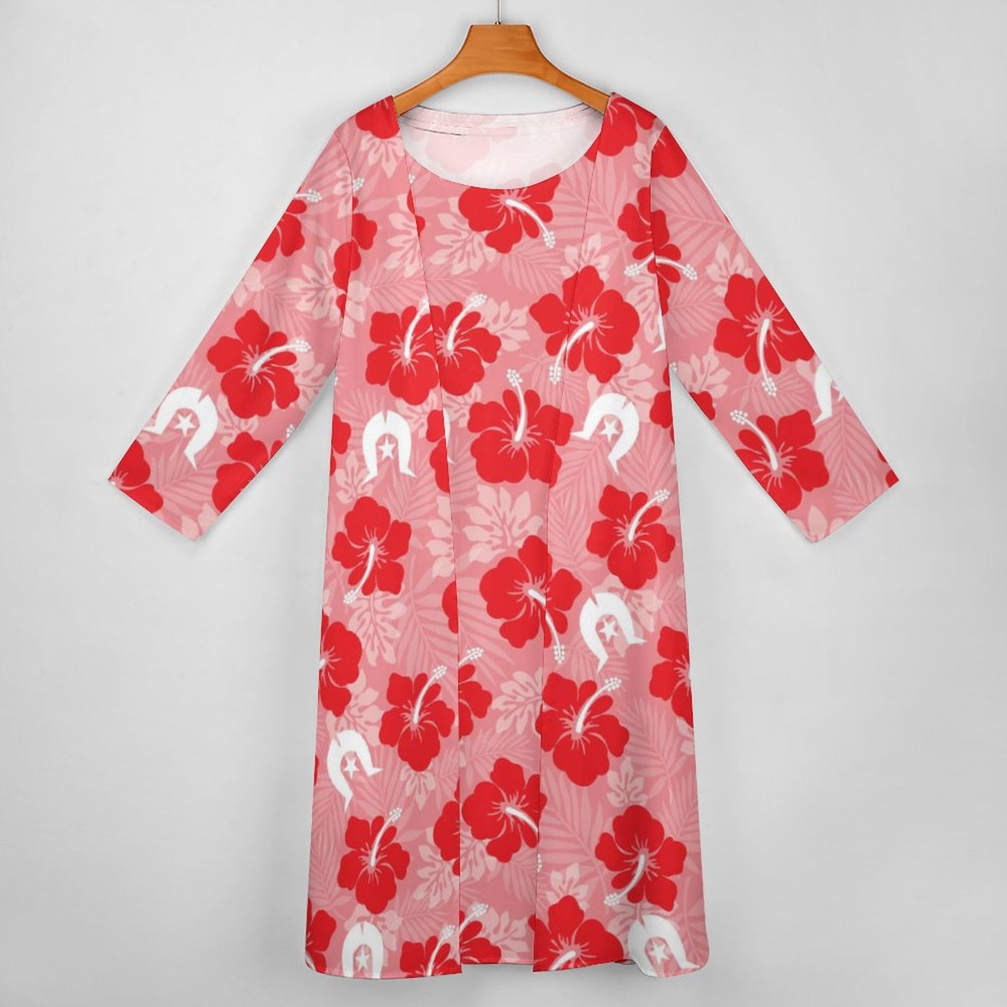 Hibiscus flowers with Dhari (Royal pink) on Long Dress Set