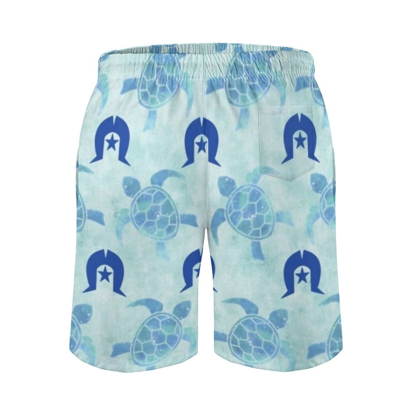 Blue Turtle Pattern on Men's Board Shorts