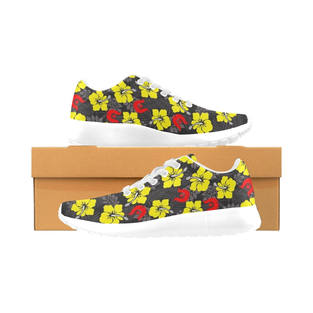 Royal yellow Hibiscus with Red Dhari on Kid's Sneakers