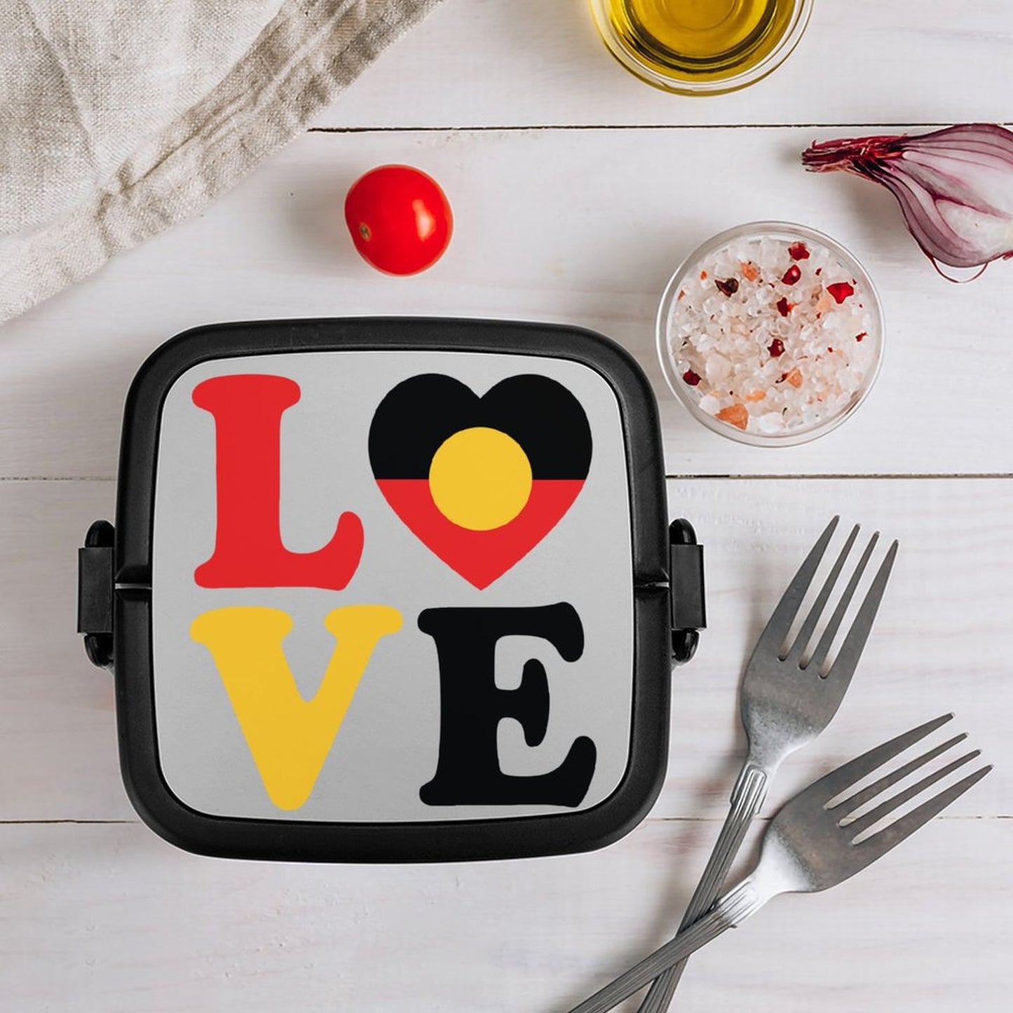 Aboriginal flag with LOVE on 2-Tier Stackable Bento Lunch Box
