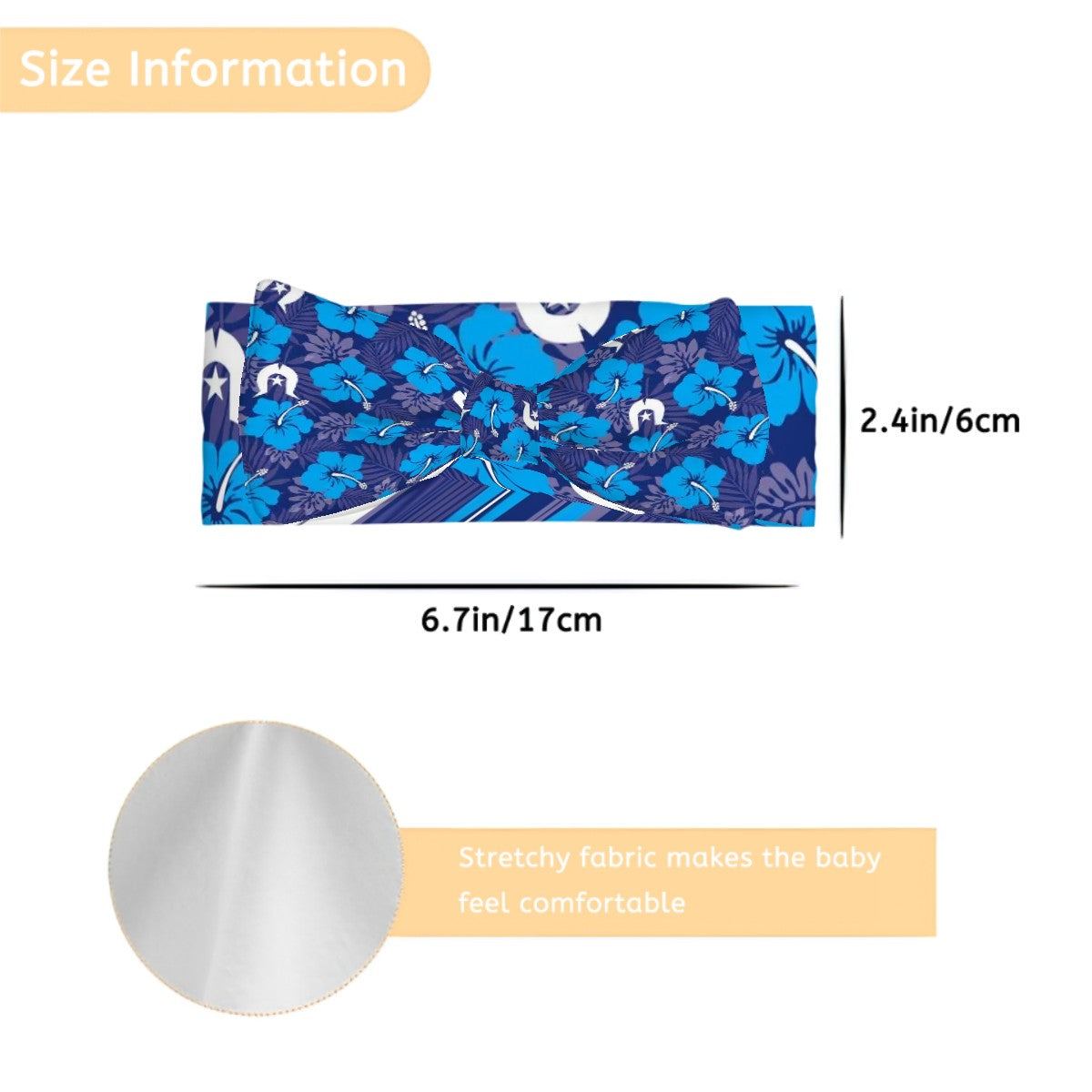 Hibiscus flowers with White Dhari (Royal blue) on Bowknot Baby Headbands