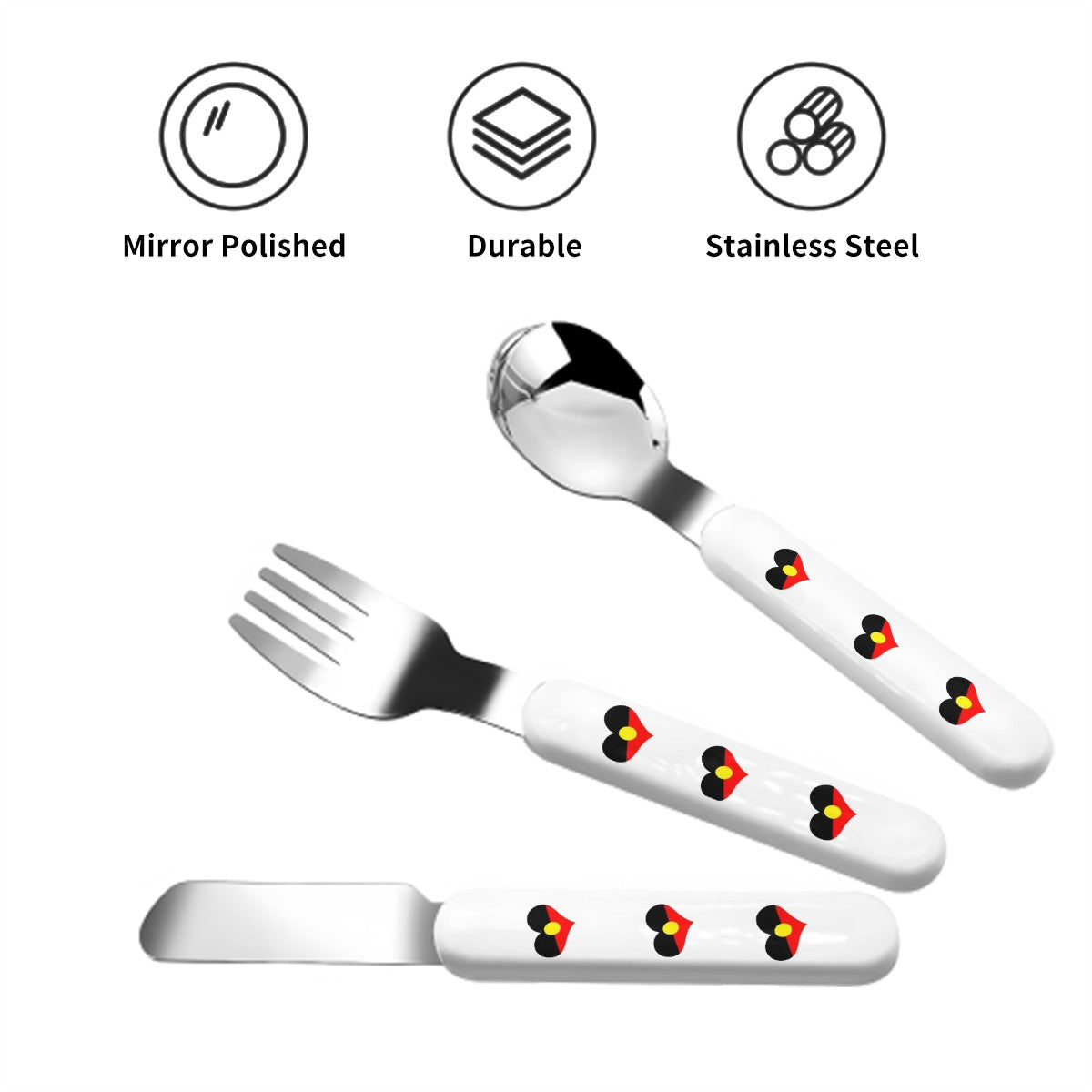 Heart-shaped Aboriginal Flag on Kids Cutlery Set Straight Handle