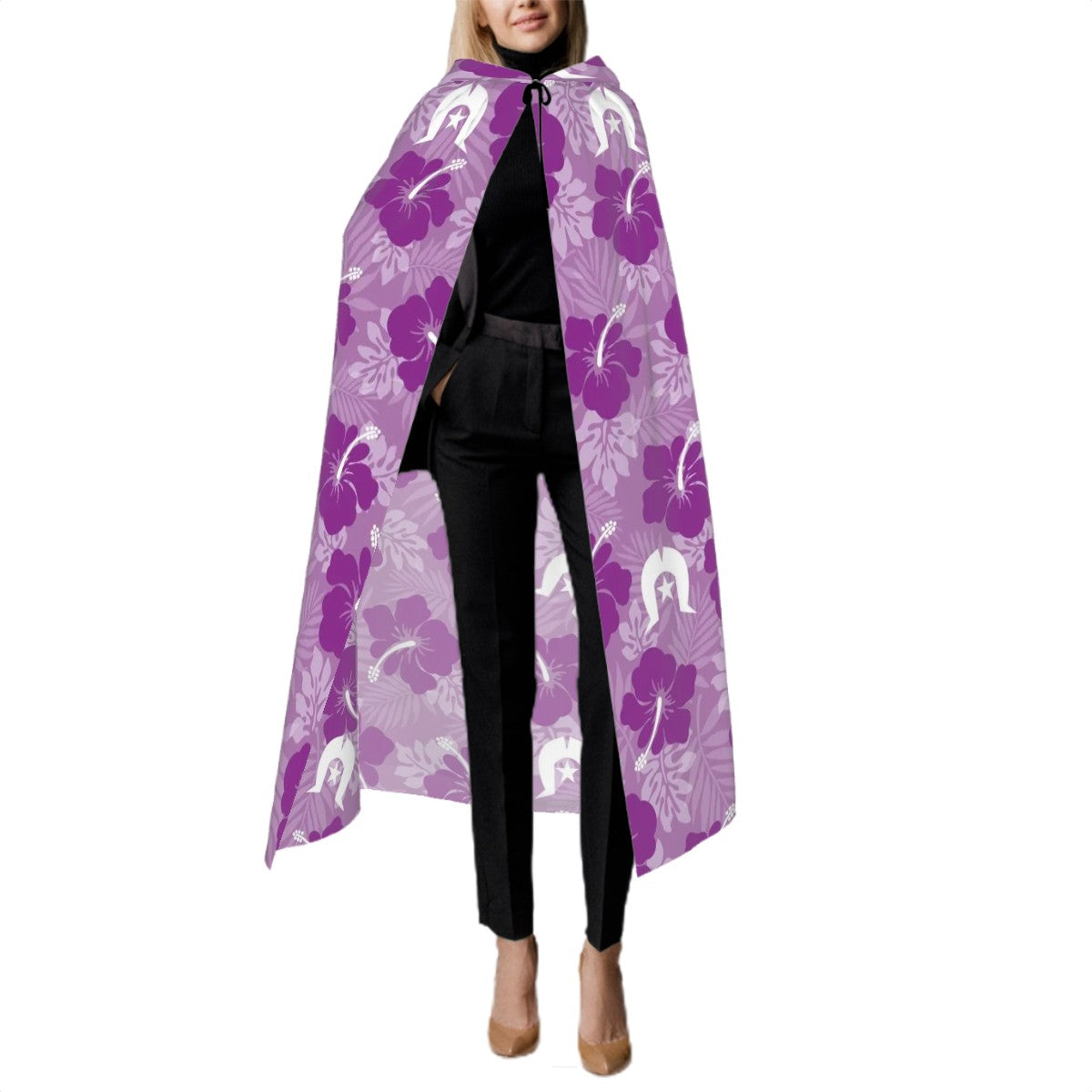 Hibiscus flowers with Dhari (Royal purple) on Hooded Cloak