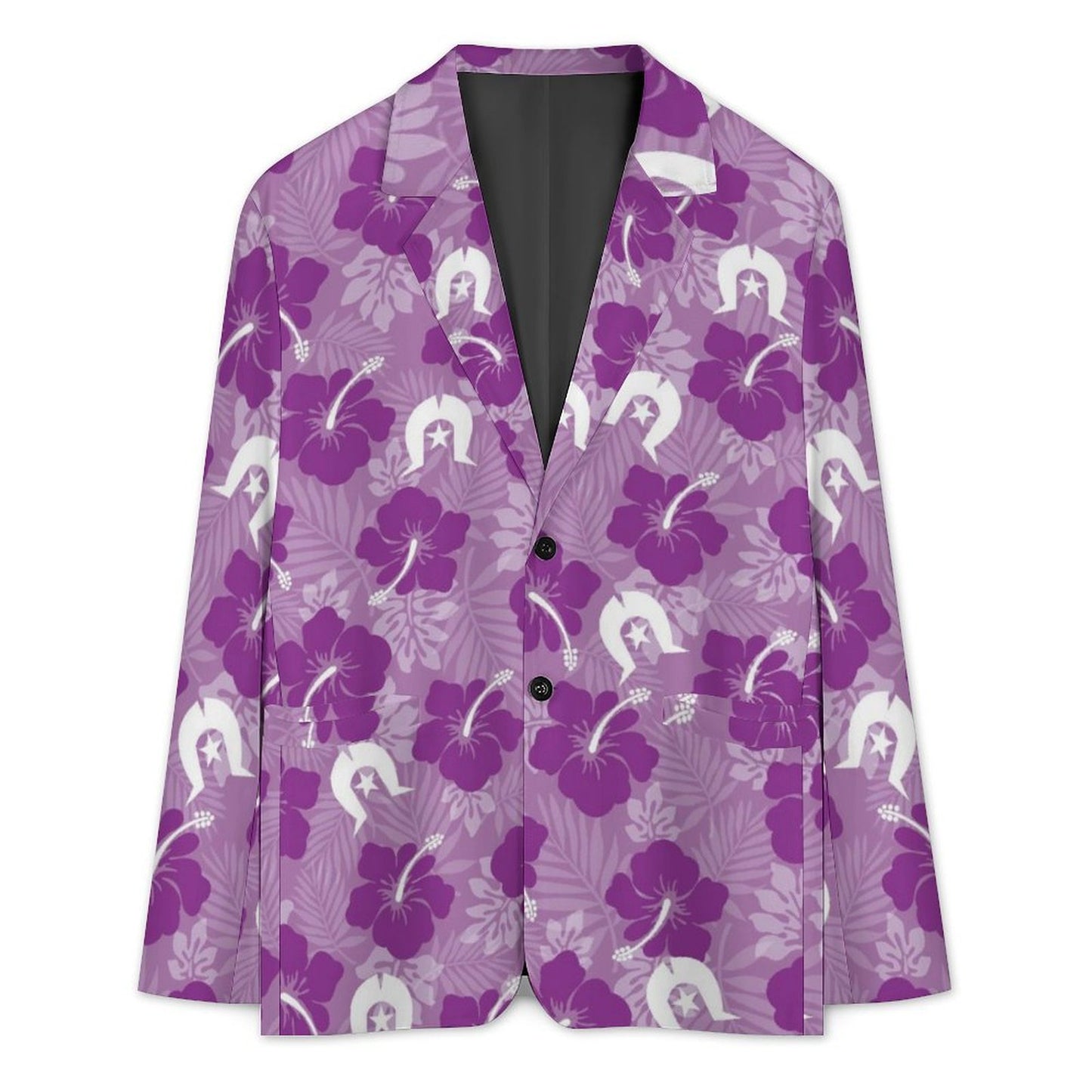 Hibiscus flowers with White Dhari (Royal purple) on All Over Print Men's Blazer