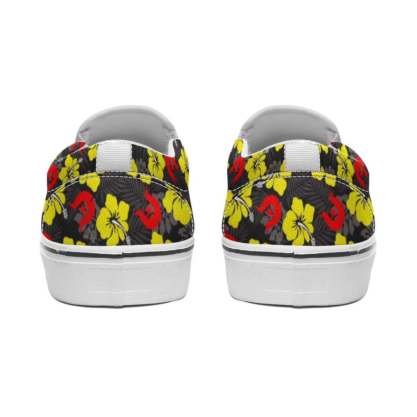 Royal yellow Hibiscus with Red Dhari on Canvas Shoes for Teenagers