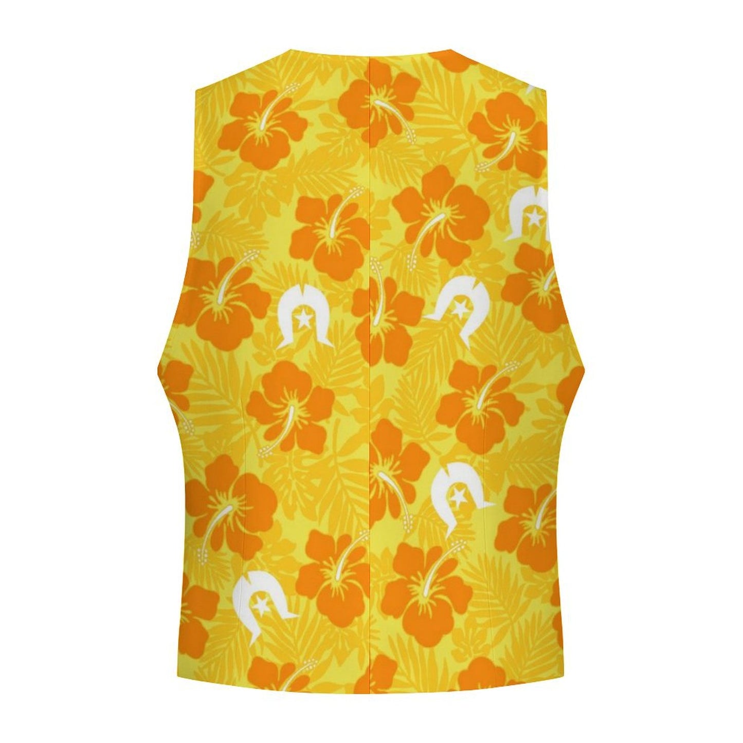 Hibiscus flowers with Dhari (Gold) on Men's Sleeveless Suit Vest