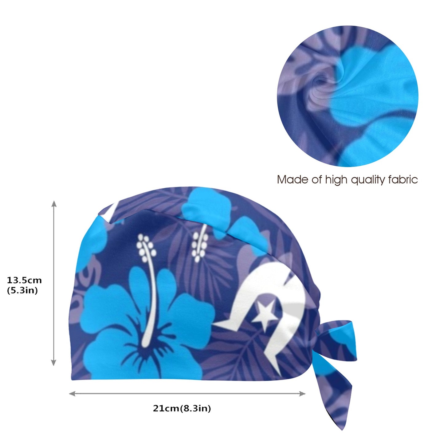 Hibiscus flowers with Dhari (Royal blue) on Scrub cap