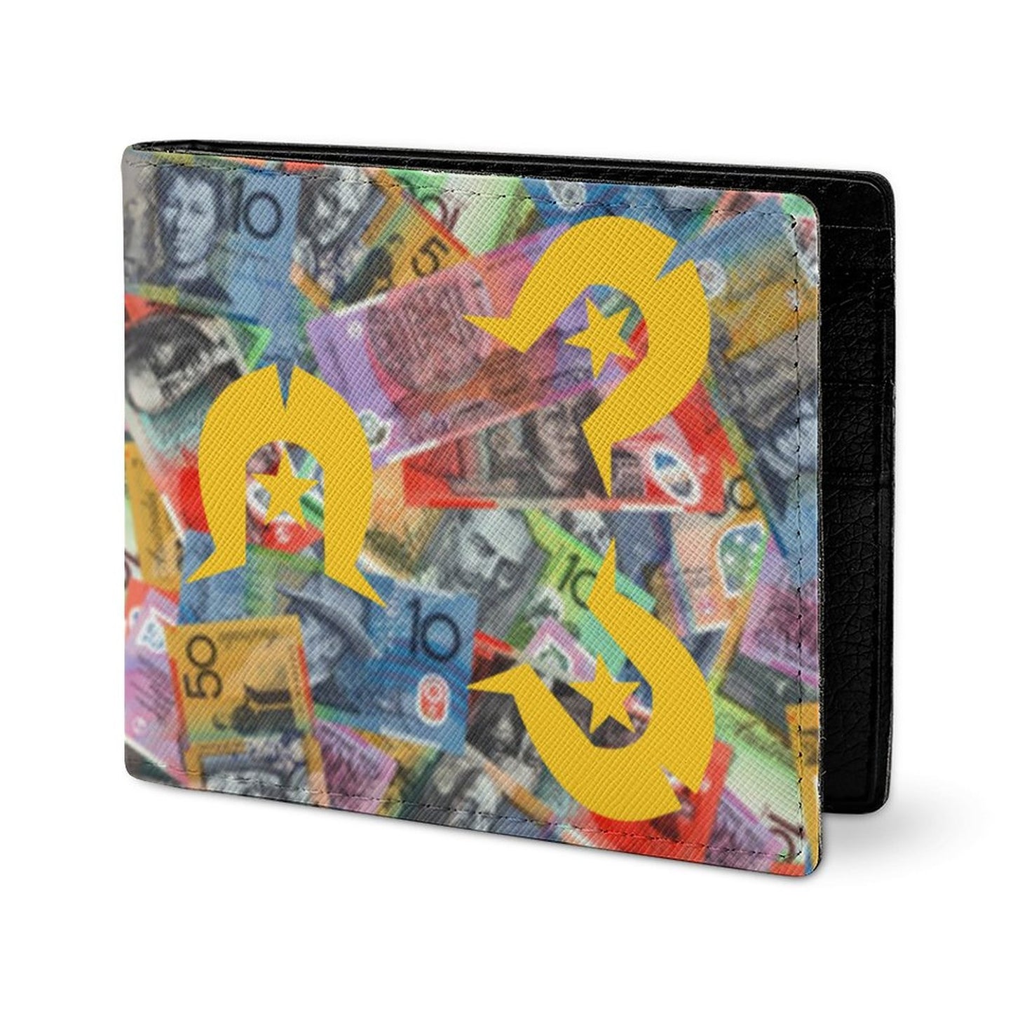 Gold coloured Dhari with Australian money on Card Holder Wallet