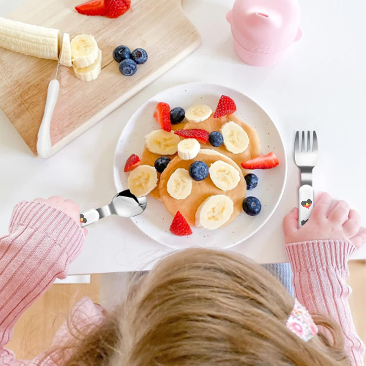 Heart-shaped Aboriginal Flag on Kids Cutlery Set Straight Handle