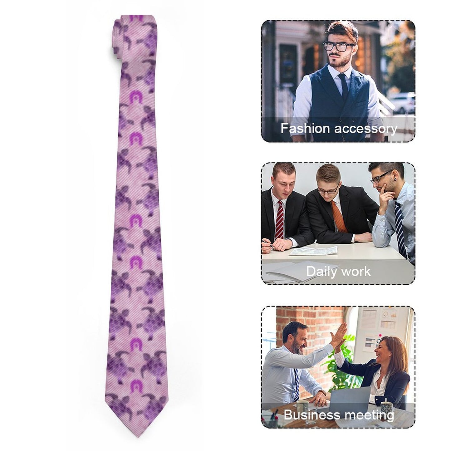 Purple Turtle Pattern on Men's Formal Tie