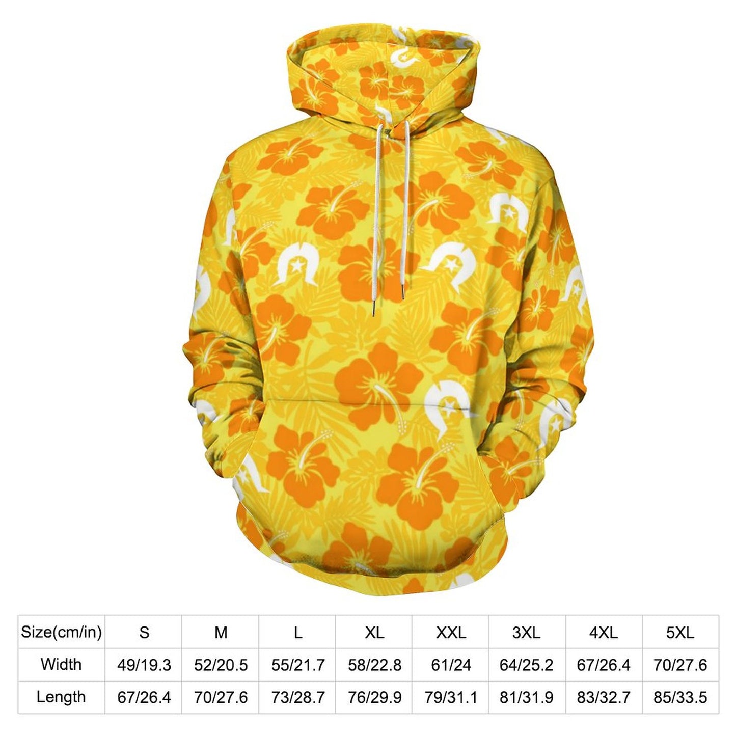 Hibiscus flowers with Dhari (Gold) on Lady Hoodie with Double-layer Cap
