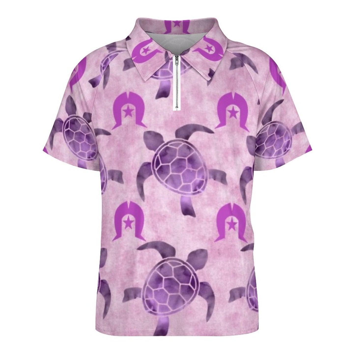 Purple Turtle Pattern on Short Sleeved Sportswear Men's T Shirt
