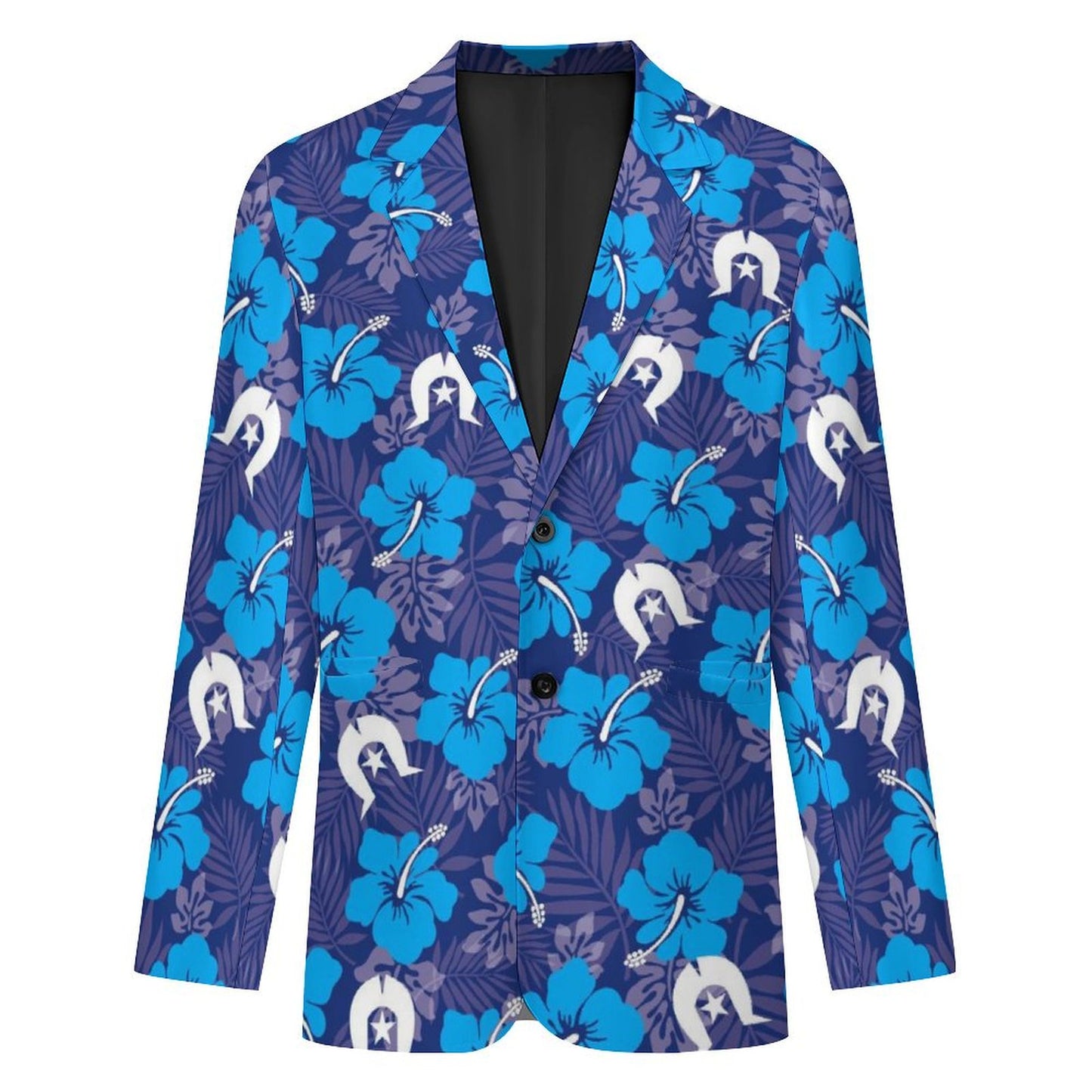 Hibiscus flowers with White Dhari (Royal blue) on Men's Blazer