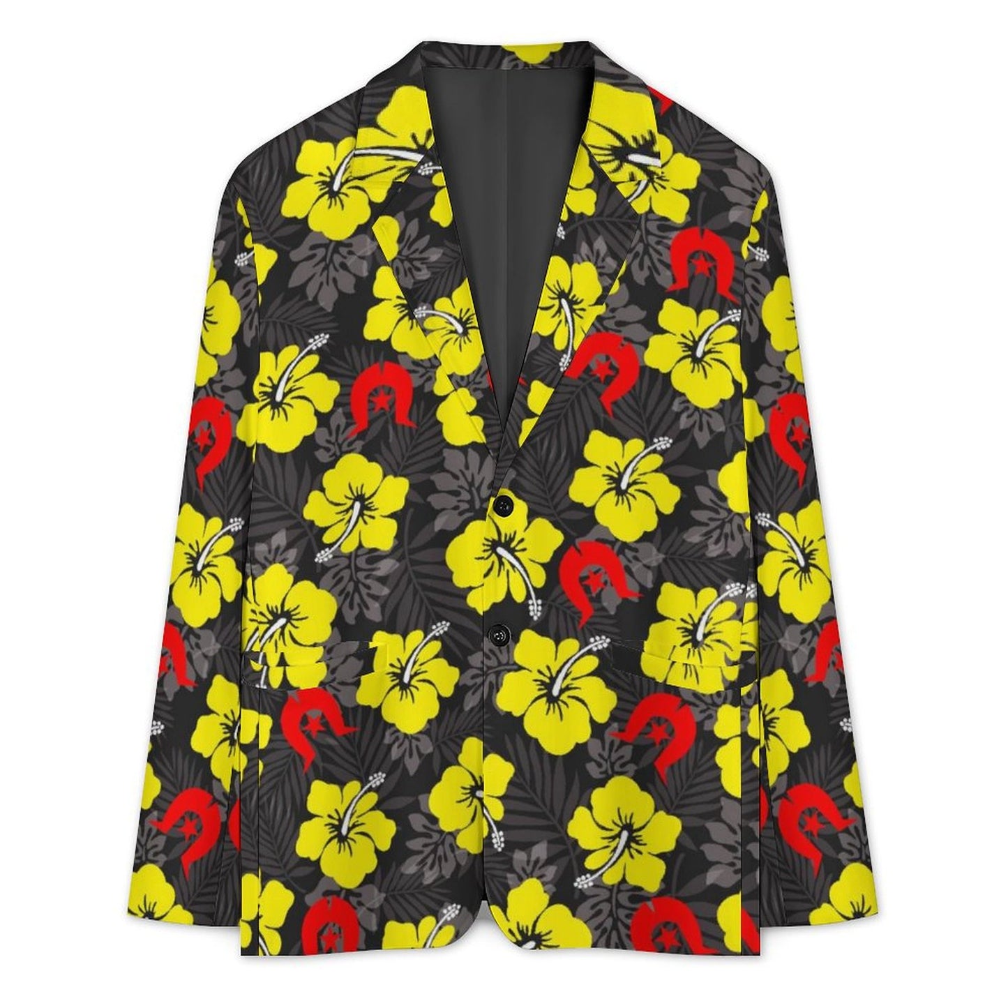 Royal yellow Hibiscus with Red Dhari on Men's Blazer