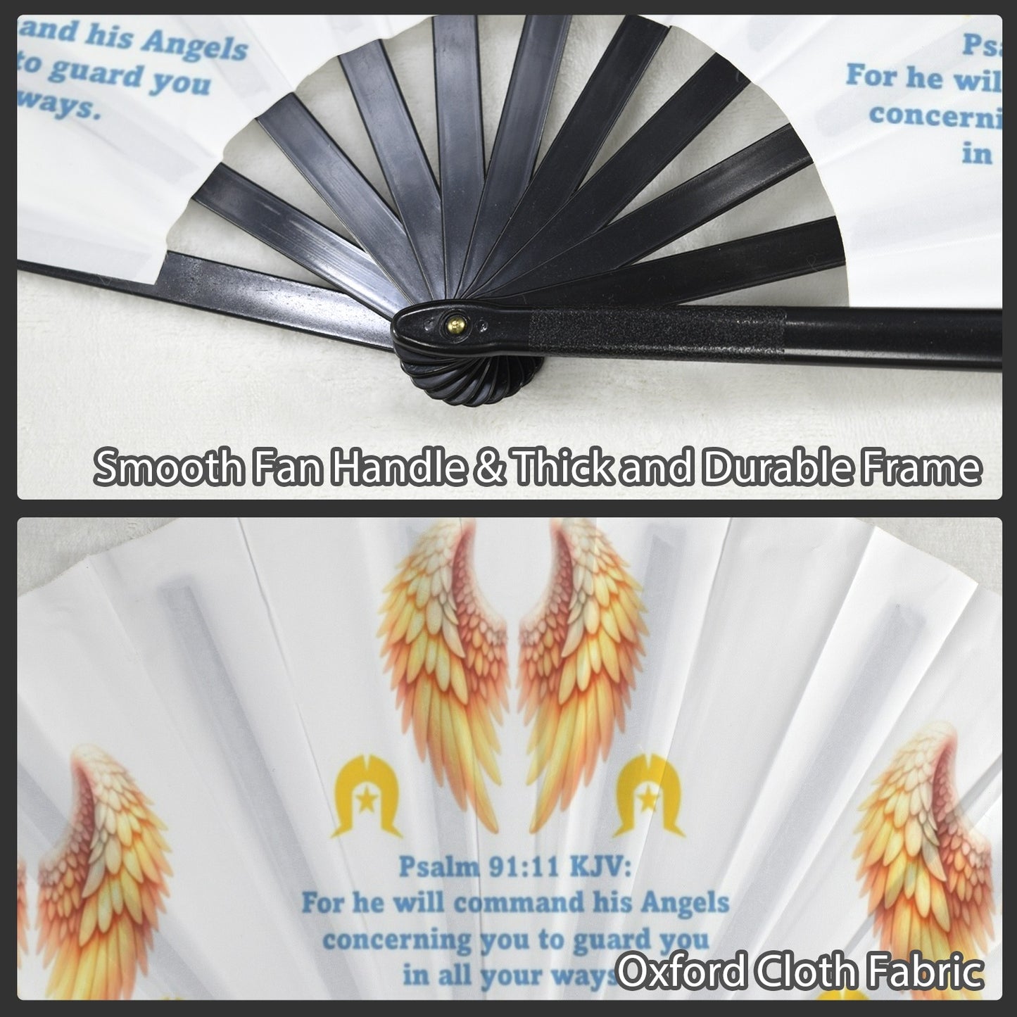 Bible Psalm on Angels with Dhari on Folding Clack Fan