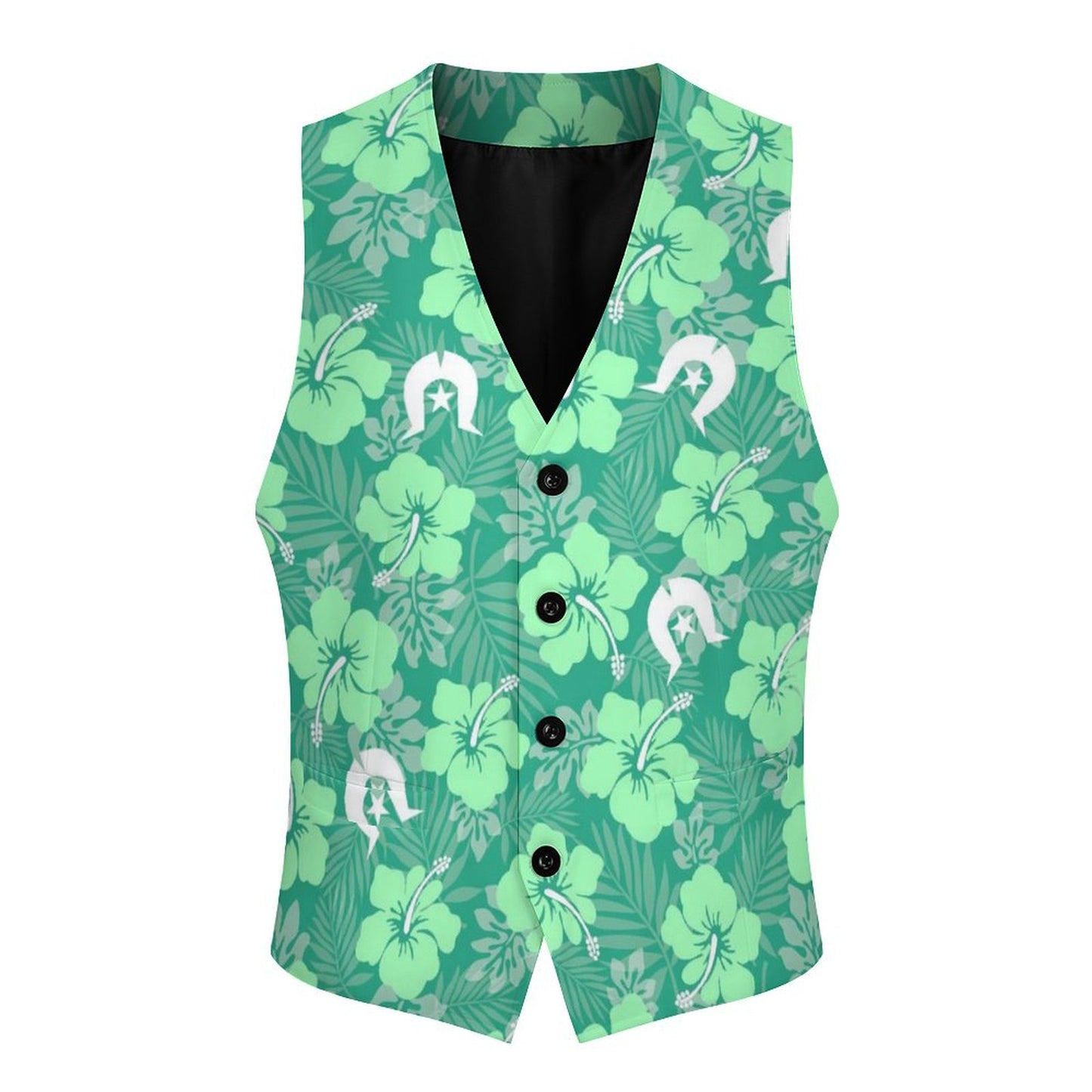 Hibiscus flowers with Dhari (Royal mint) on Men's Sleeveless Suit Vest