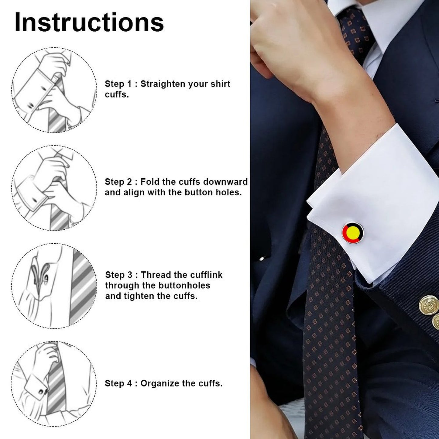 Aboriginal Flag on Shirt Cufflinks
