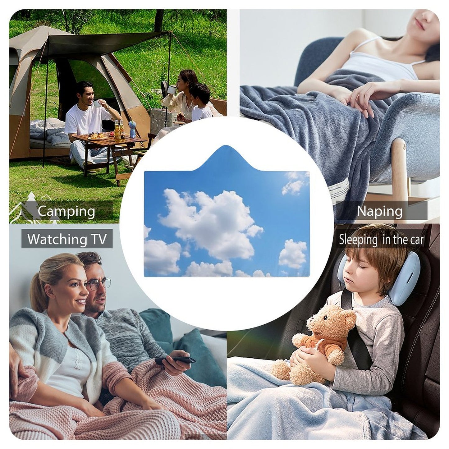 Clouds on Wrap Hooded Blanket-40"x50"/ 100x130cm