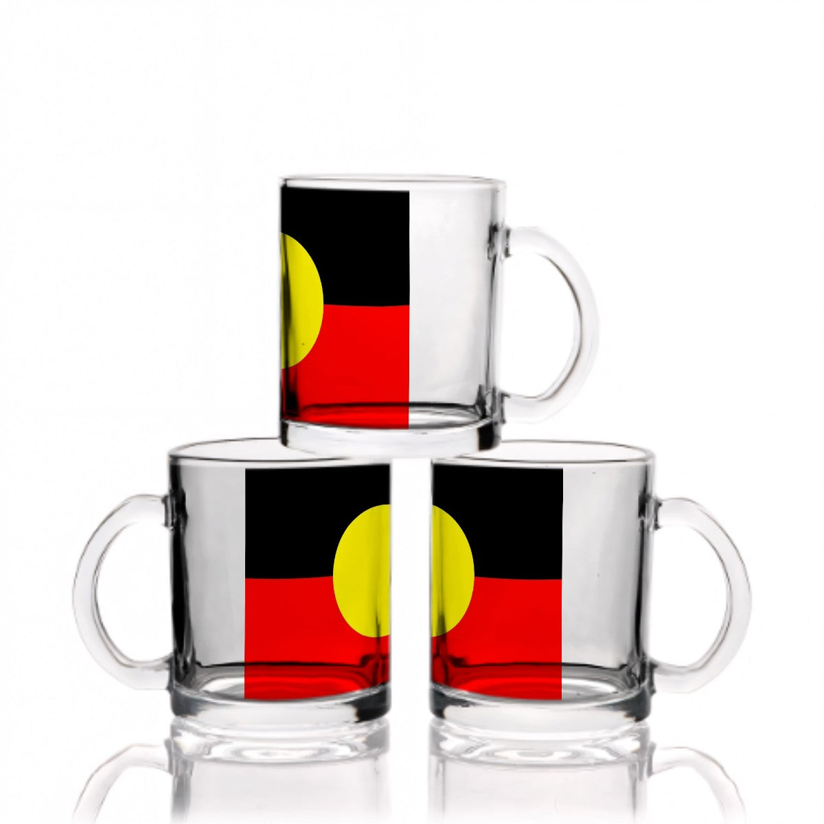 Aboriginal Flag on Glass Coffee Cups (12oz)