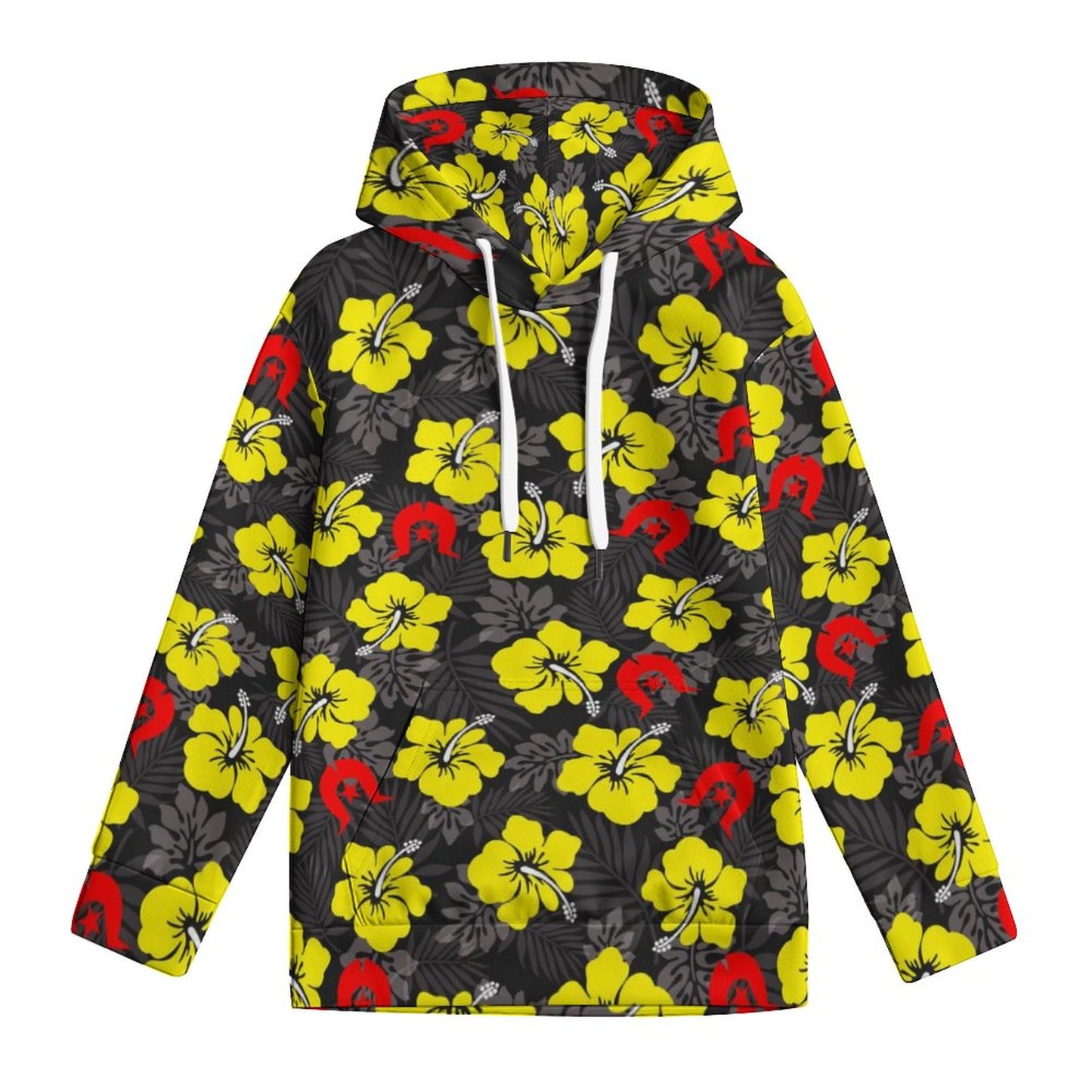 Royal yellow Hibiscus with Red Dhari on Youth's Hoodie