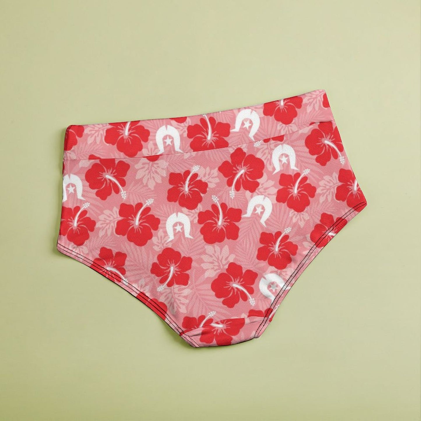 Hibiscus flowers with Dhari (Royal Pink) on Women's High-Rise Panties