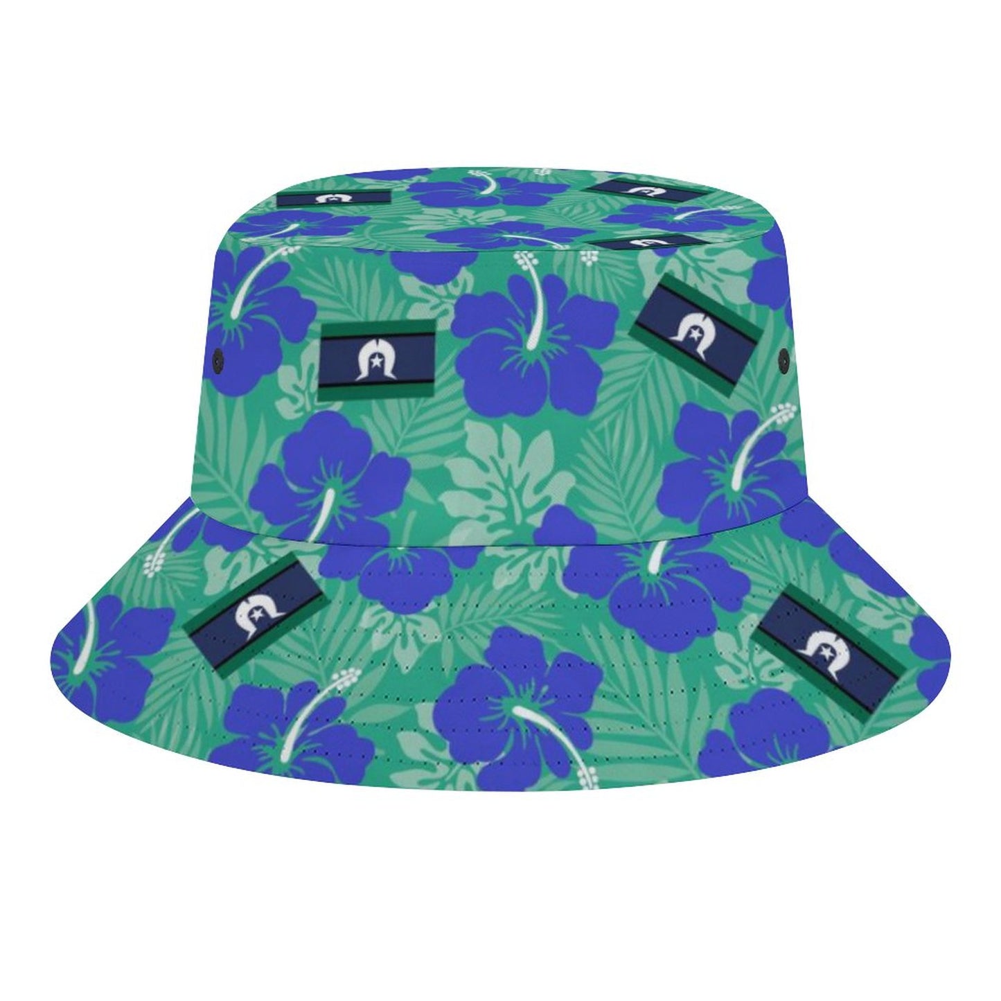 Hibiscus flowers with Torres Strait Flag on Bucket Hat