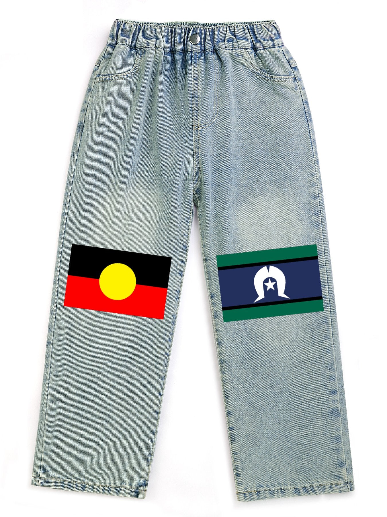 Aboriginal and Torres Strait flag on Children's Cropped Jeans