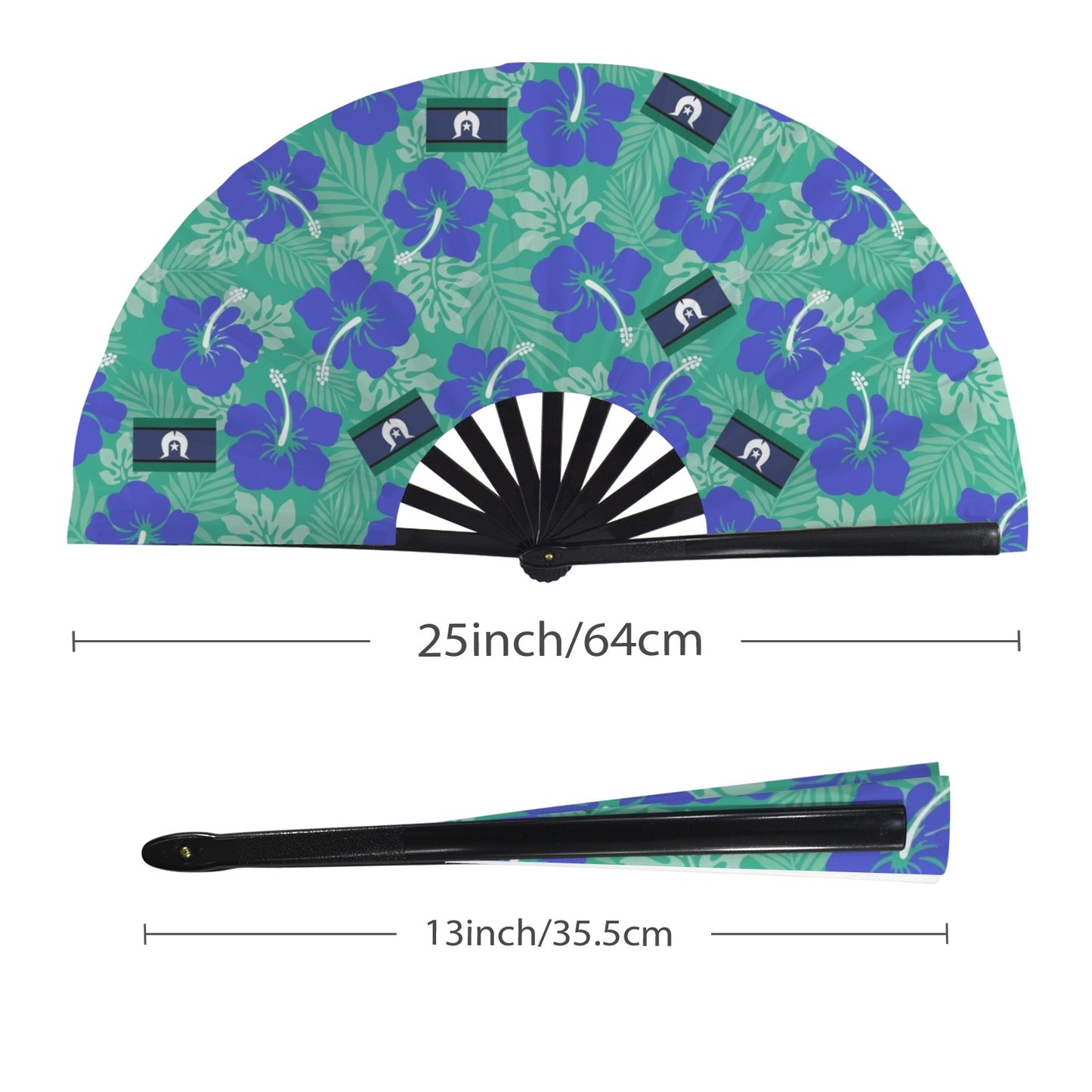 Hibiscus flowers with Torres Strait Flag on Folding Clack Fan