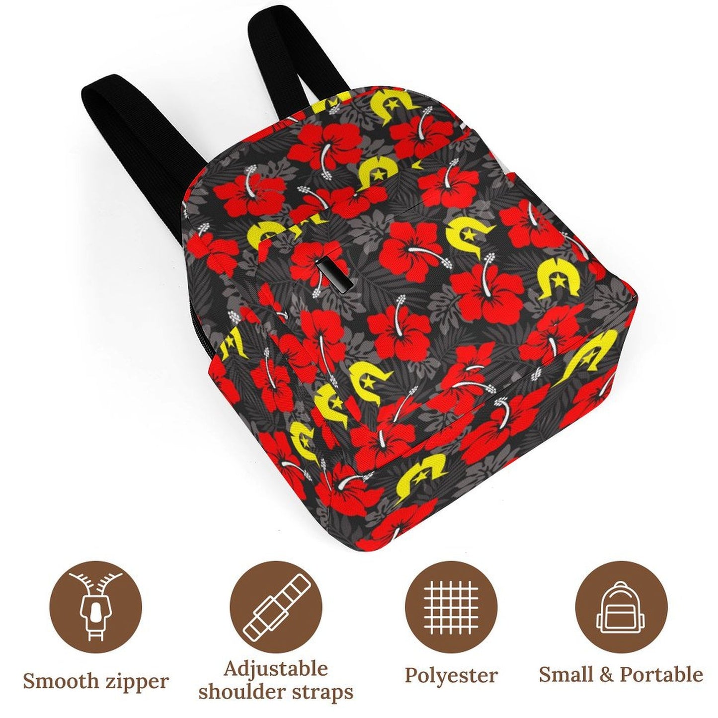 Royal Red Hibiscus with Yellow Dhari on Mini Backpack