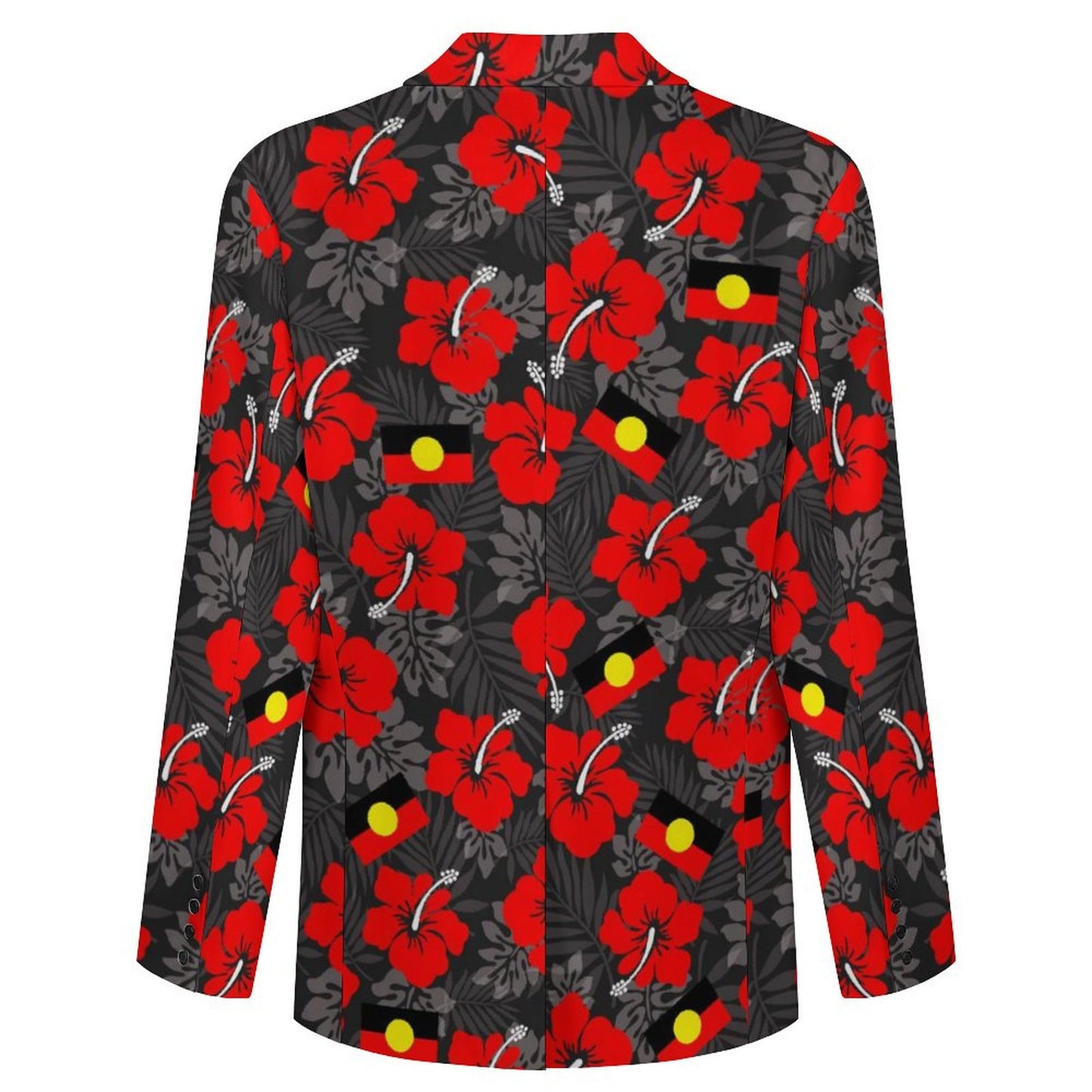 Hibiscus flowers with Aboriginal Flag on Men's Blazer