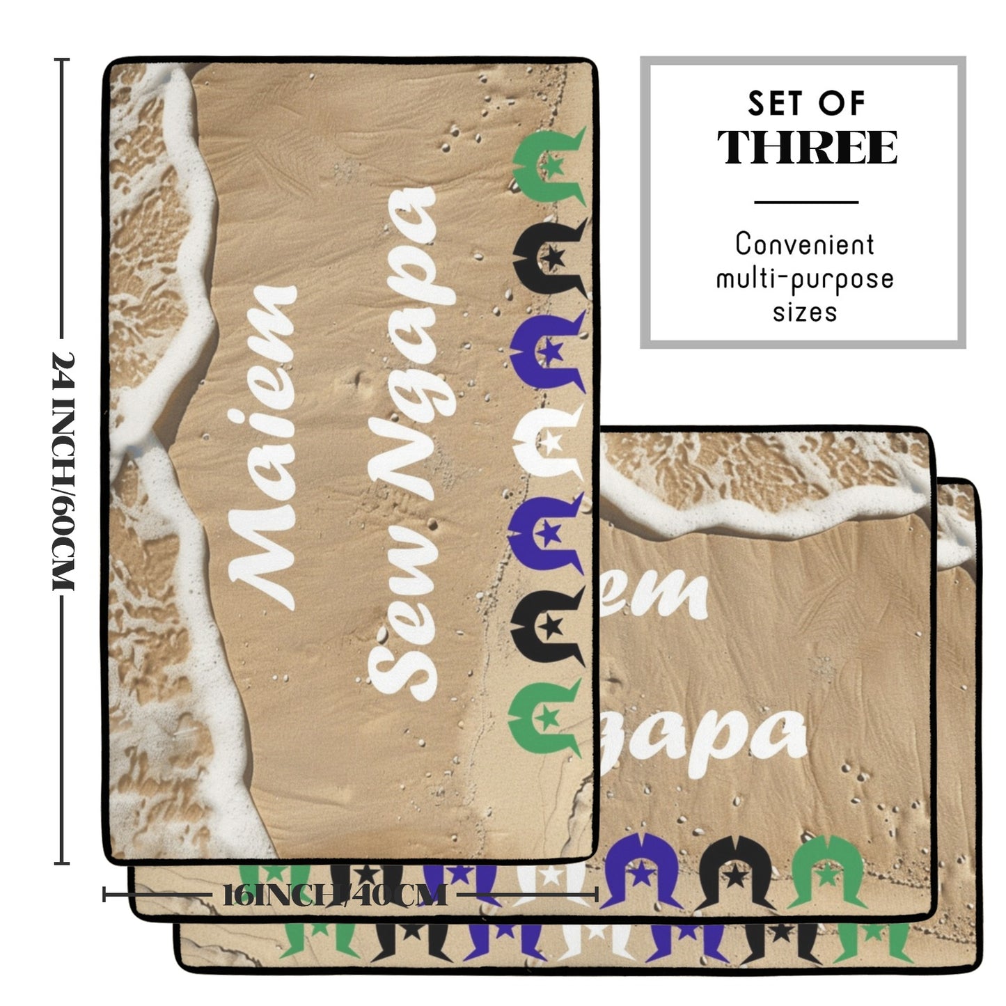 Maiem / Sew Ngapa / Welcome and Dhari on Doormat (90x61cm) (Set of 3)