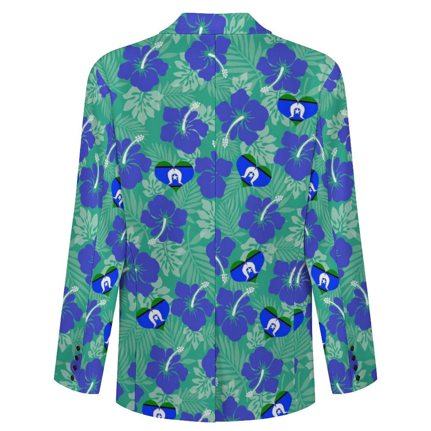 Hibiscus flowers with Torres Strait Heart Flag on Men's Blazer