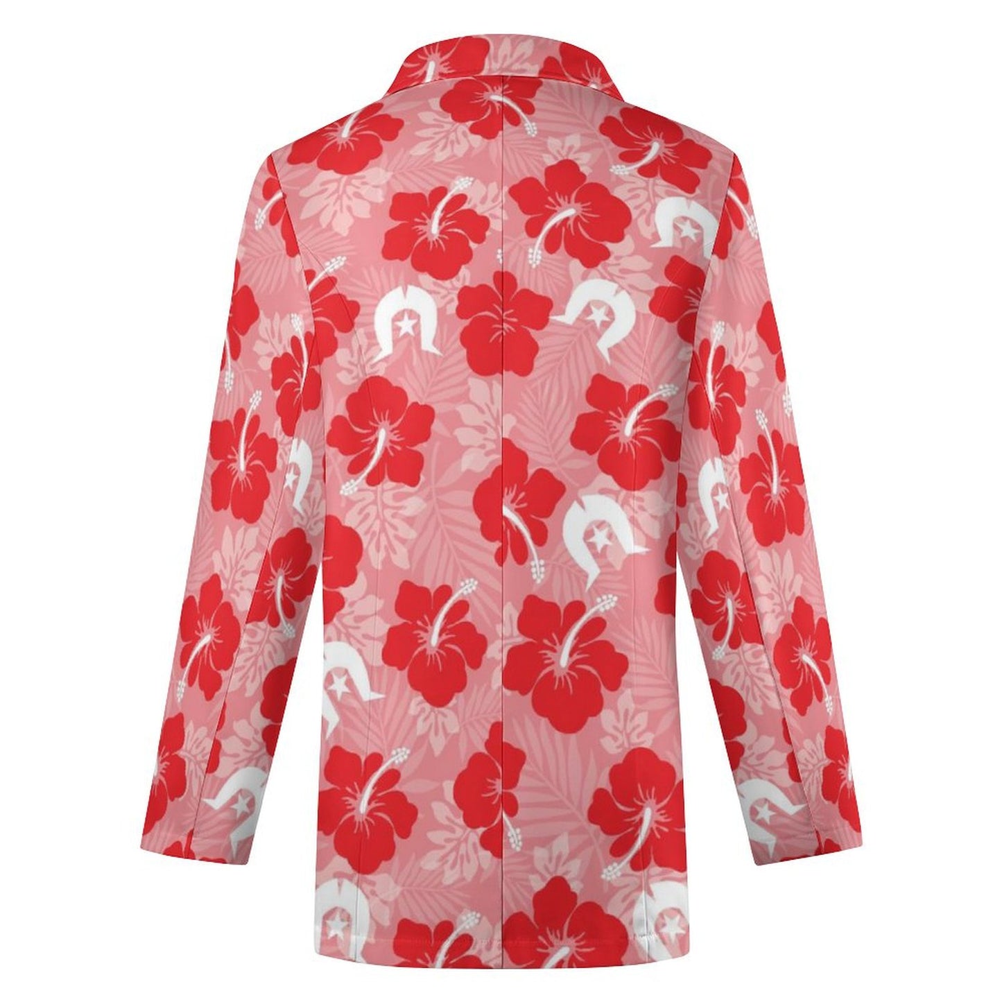 Hibiscus flowers with Dhari (Royal Pink) on Women's Blazer