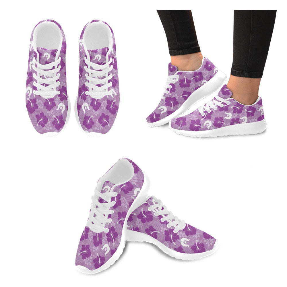 Hibiscus flowers with White Dhari (Royal purple) on Kid's Sneakers