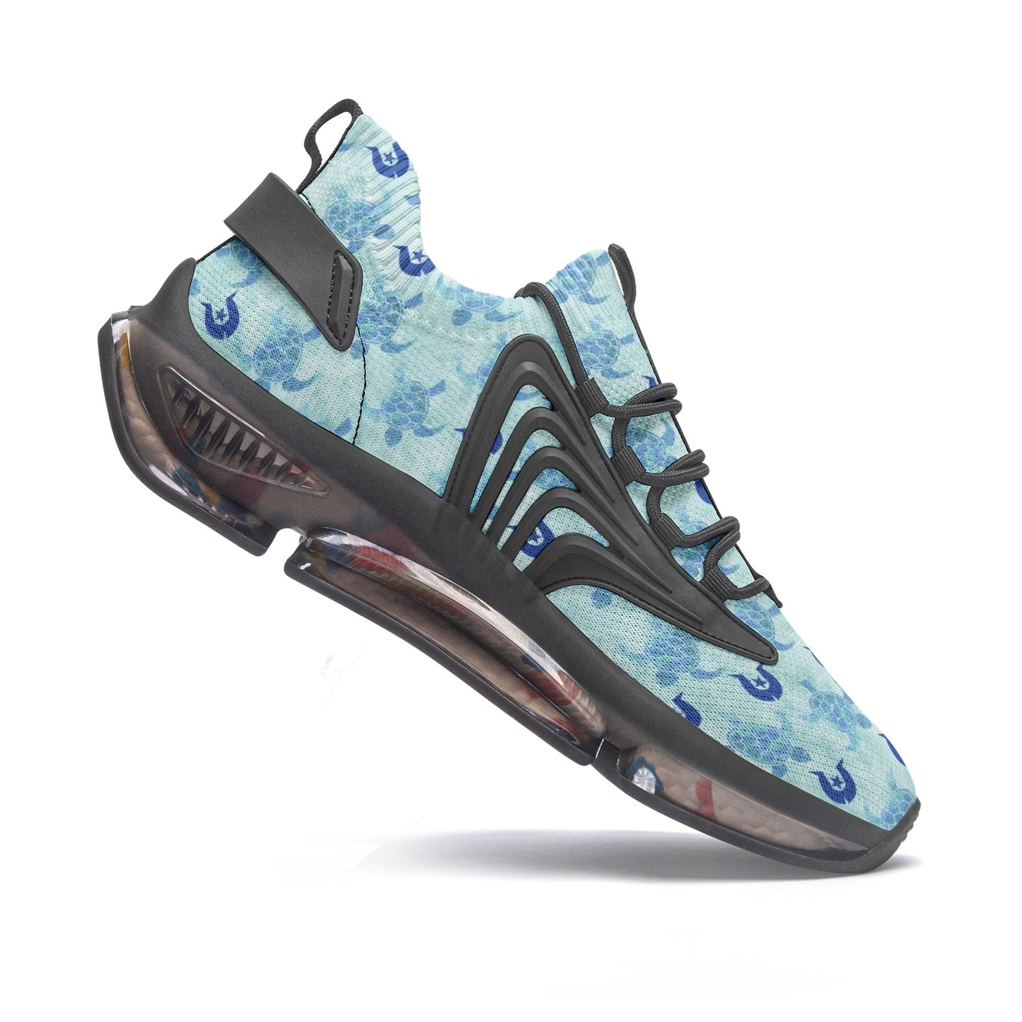 Blue Turtle Pattern on Unisex Low Top Mesh Sneakers