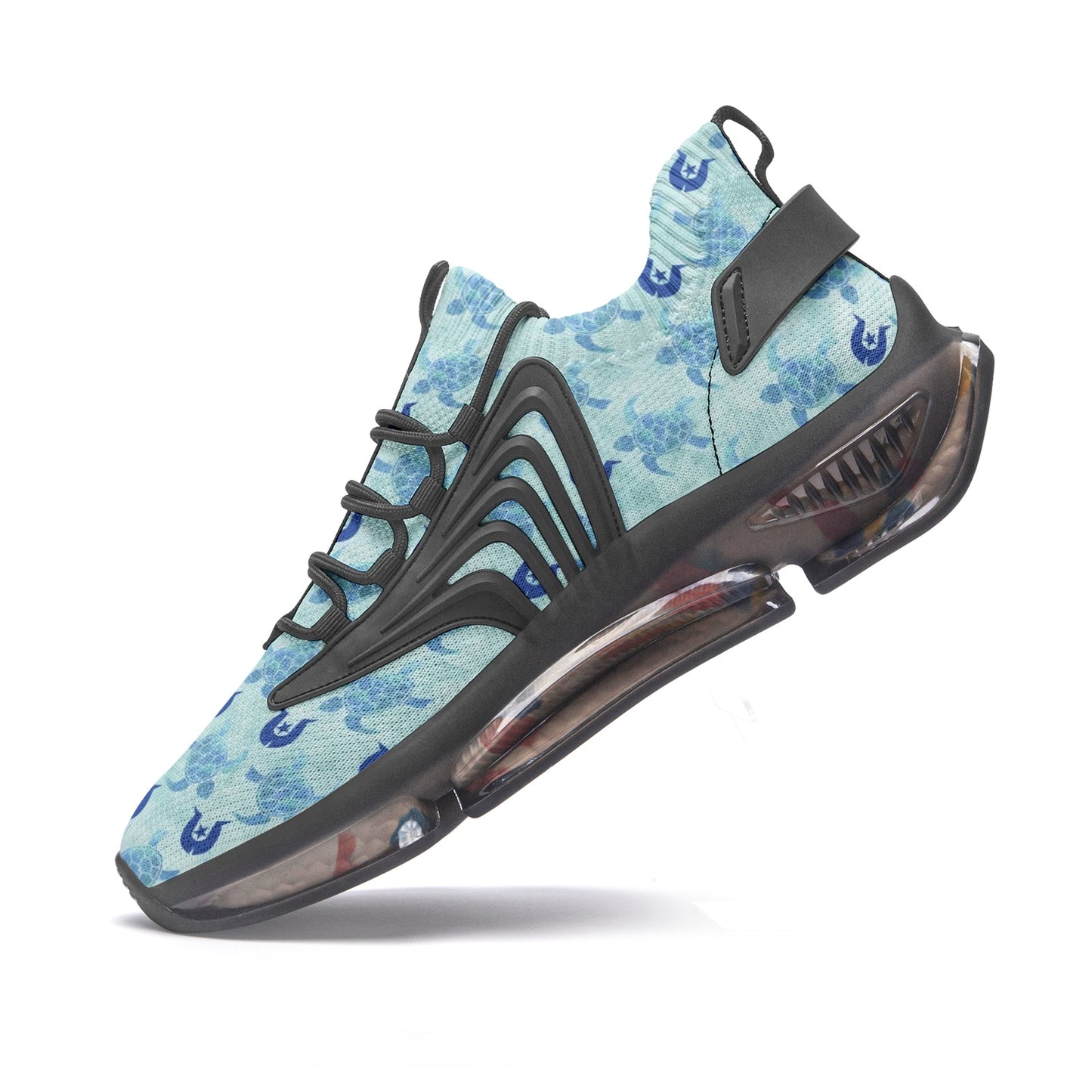Blue Turtle Pattern on Unisex Low Top Mesh Sneakers