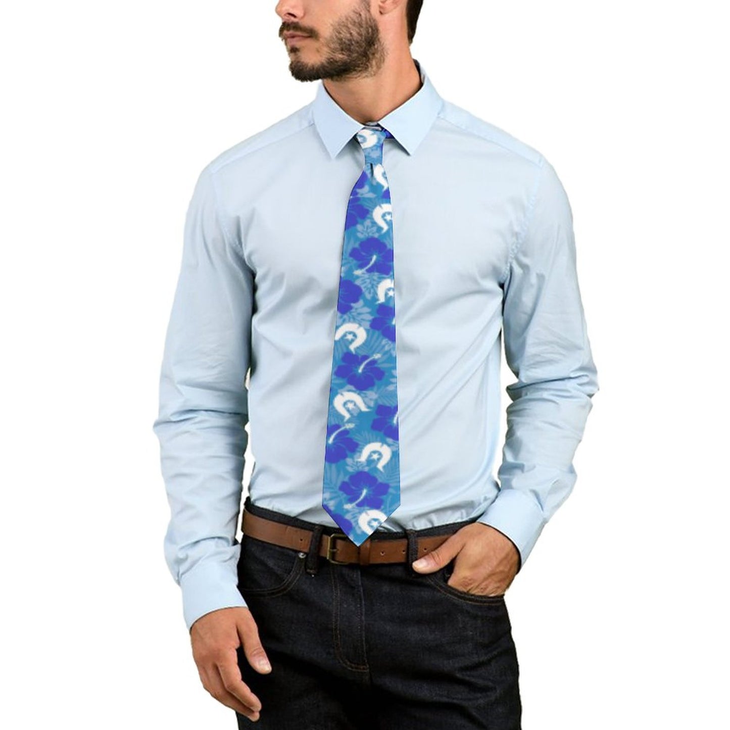 Hibiscus flowers with Dhari (Royal blue) on Men's Formal Tie