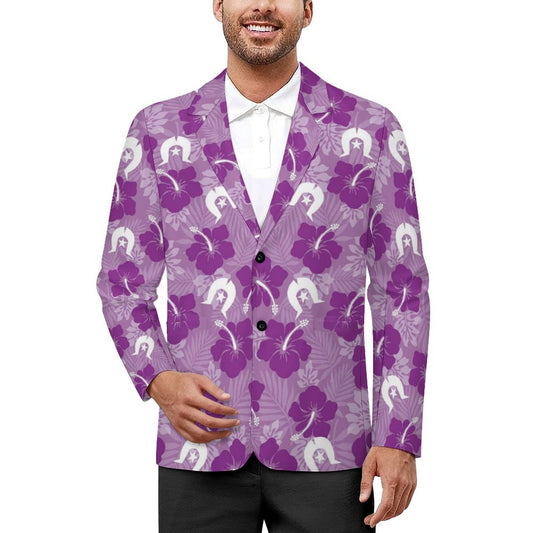 Hibiscus flowers with White Dhari (Royal purple) on Men's Blazer
