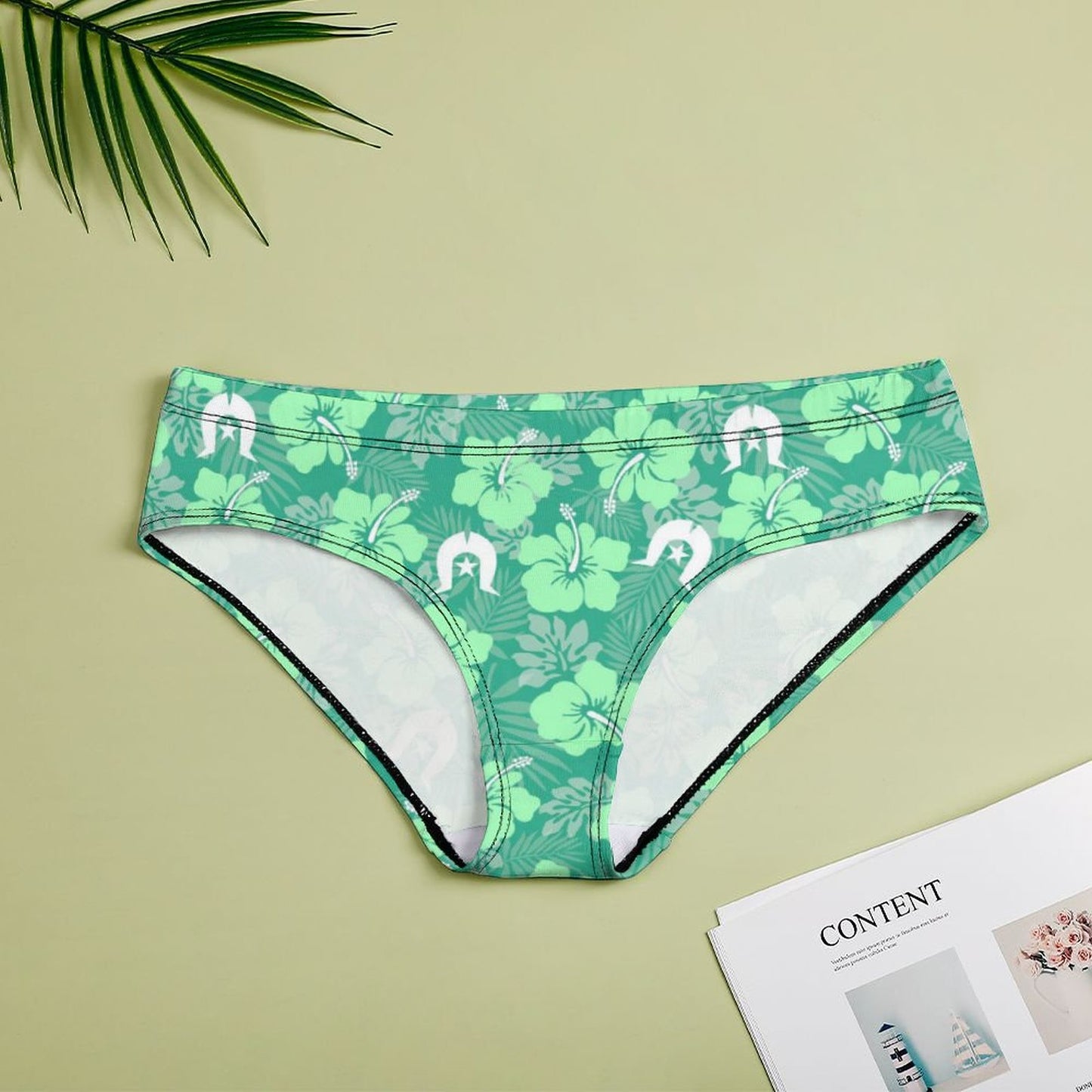 Hibiscus flowers with Dhari (Royal mint) on Women's Low-Rise Panties